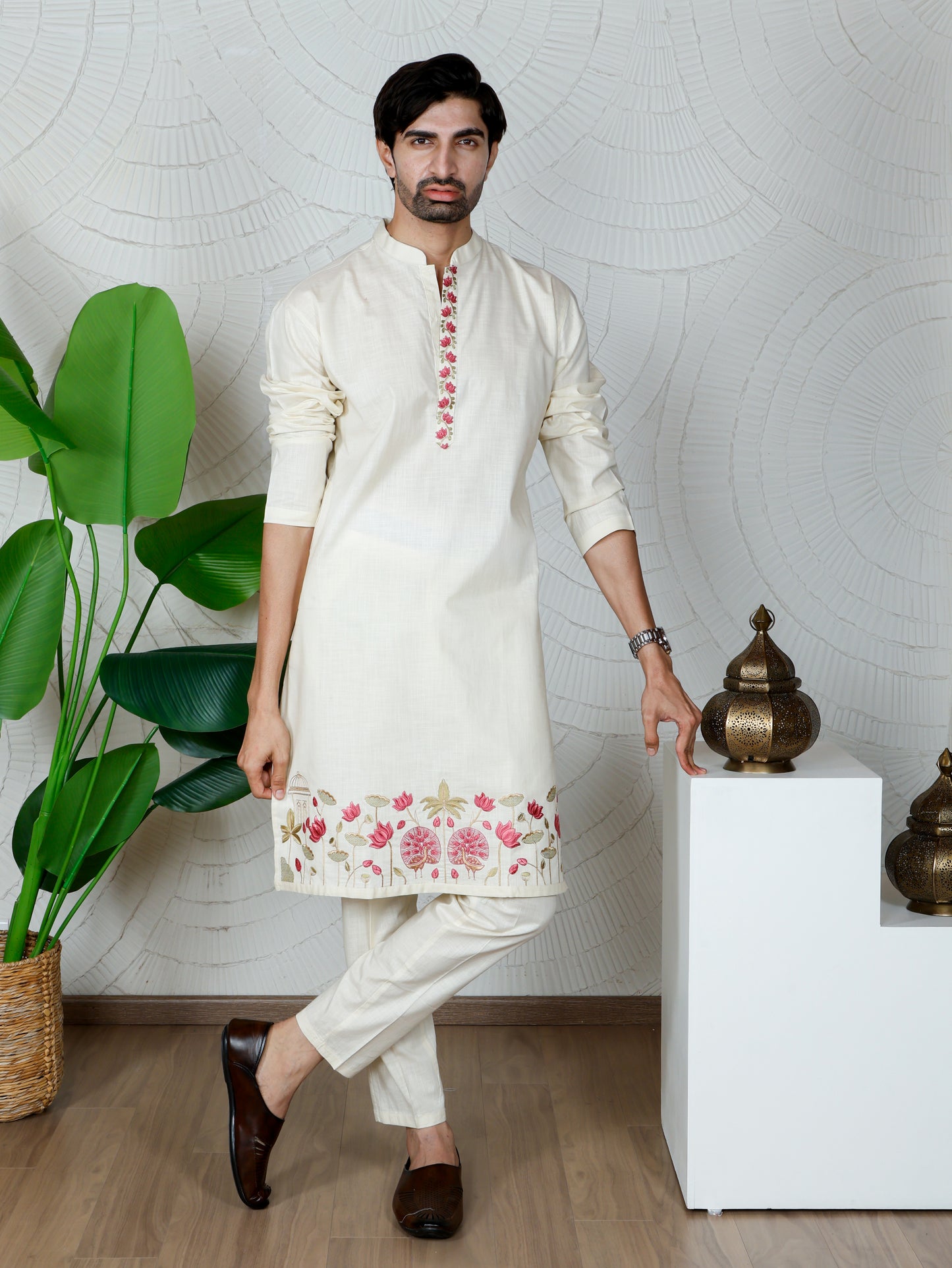 Pichwai Only Kurta-Beige