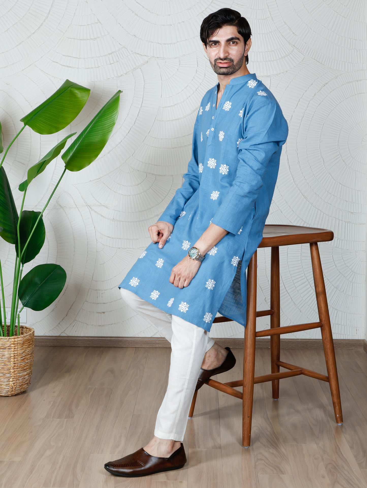 Chikankari Only Kurta-Blue
