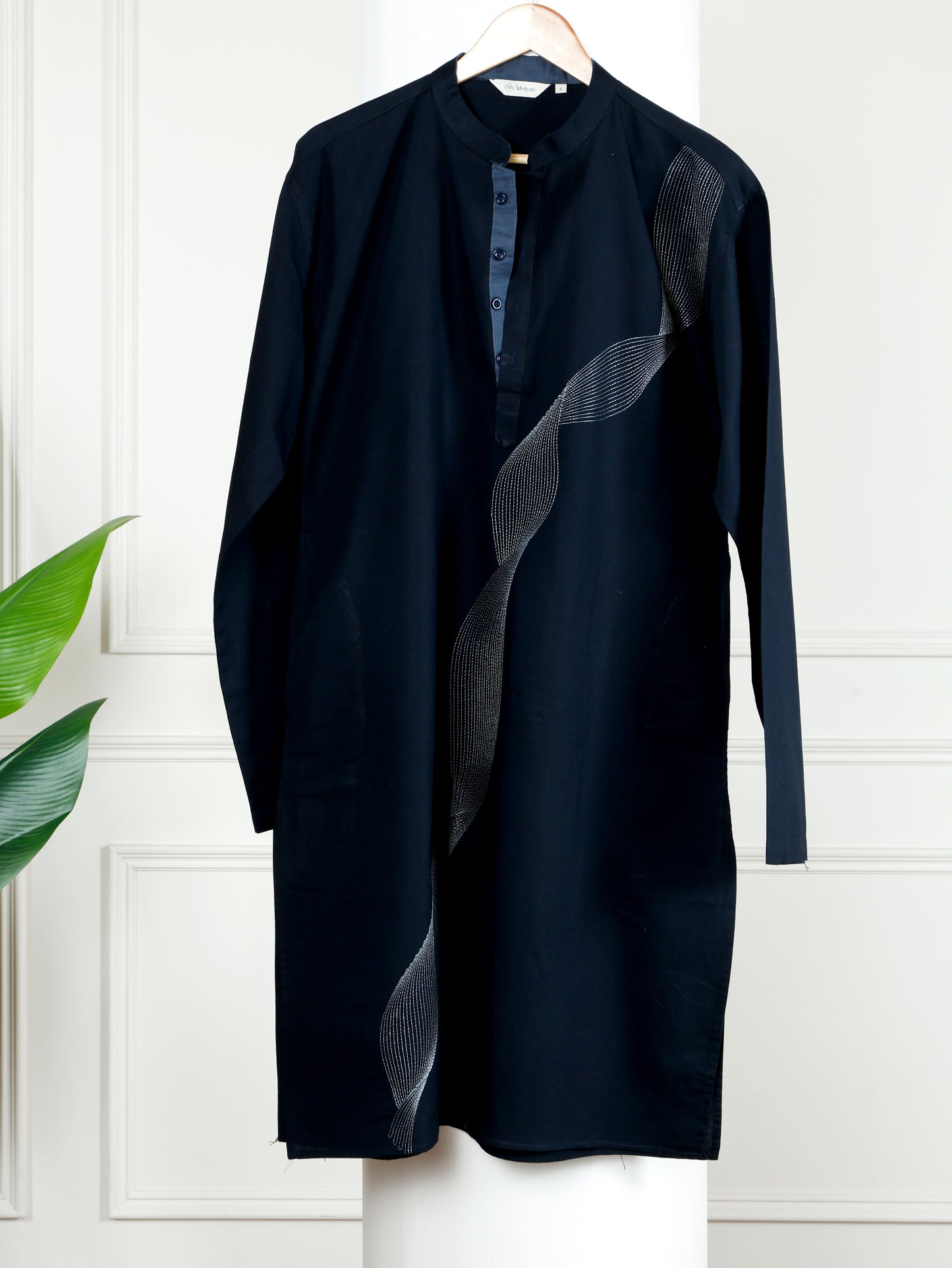 Illusion only Kurta-Midnight Blue