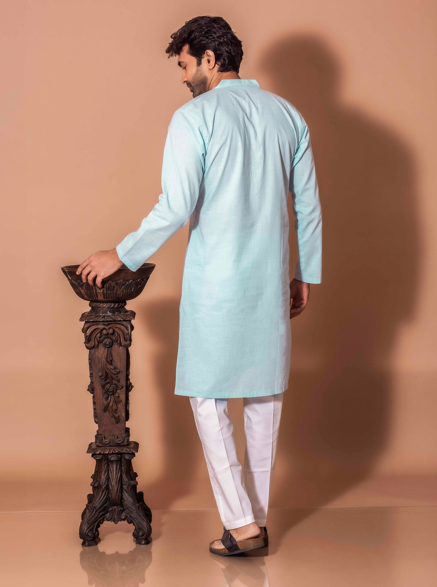 Sky Blue Aqua Sequence Kurta(Only Kurta)