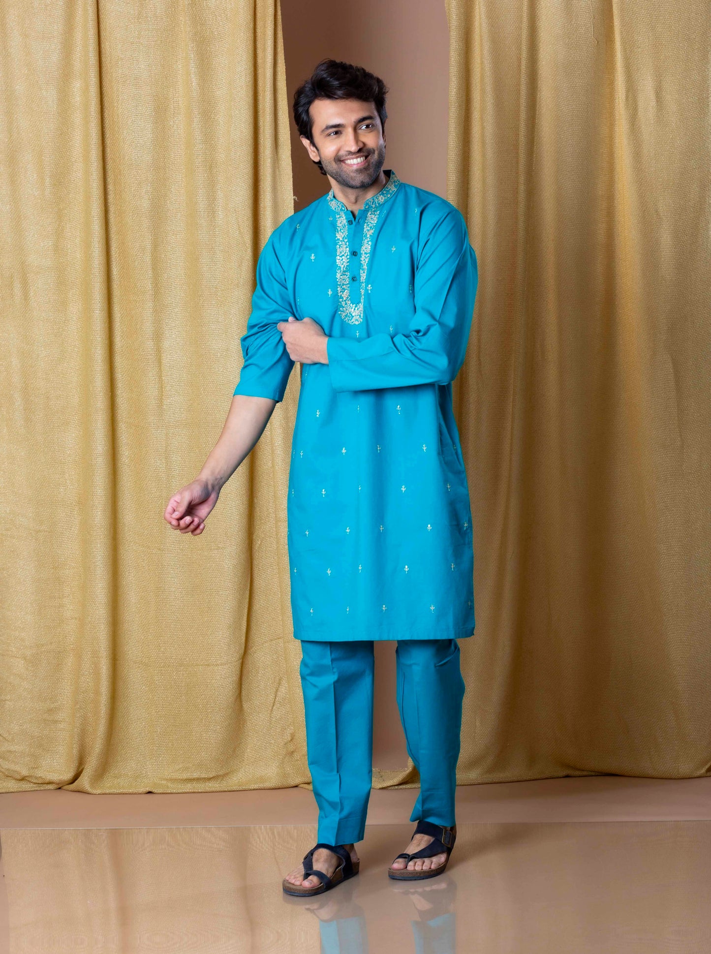 Turquioise Refined Majesty Kurta (Only Kurta)