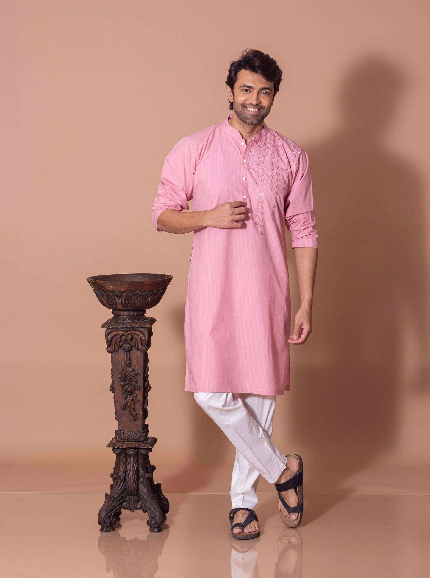 Pink One Sided Serenity(Only Kurta)