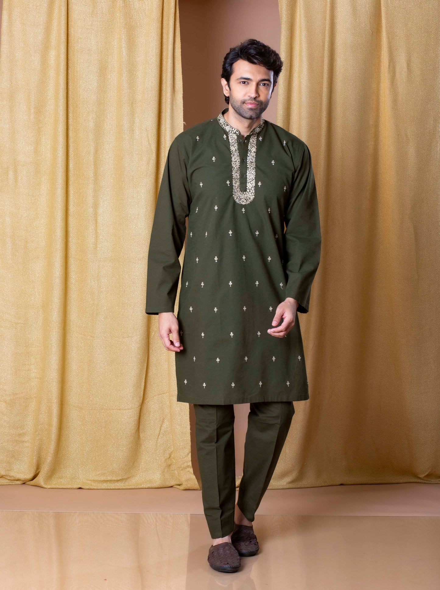 Olive Green Refined Majesty (Only Kurta)