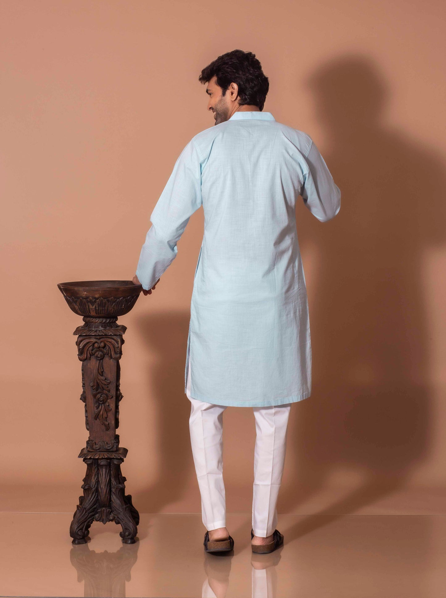 Powder Blue Timeless Butta Craft(Only Kurta)