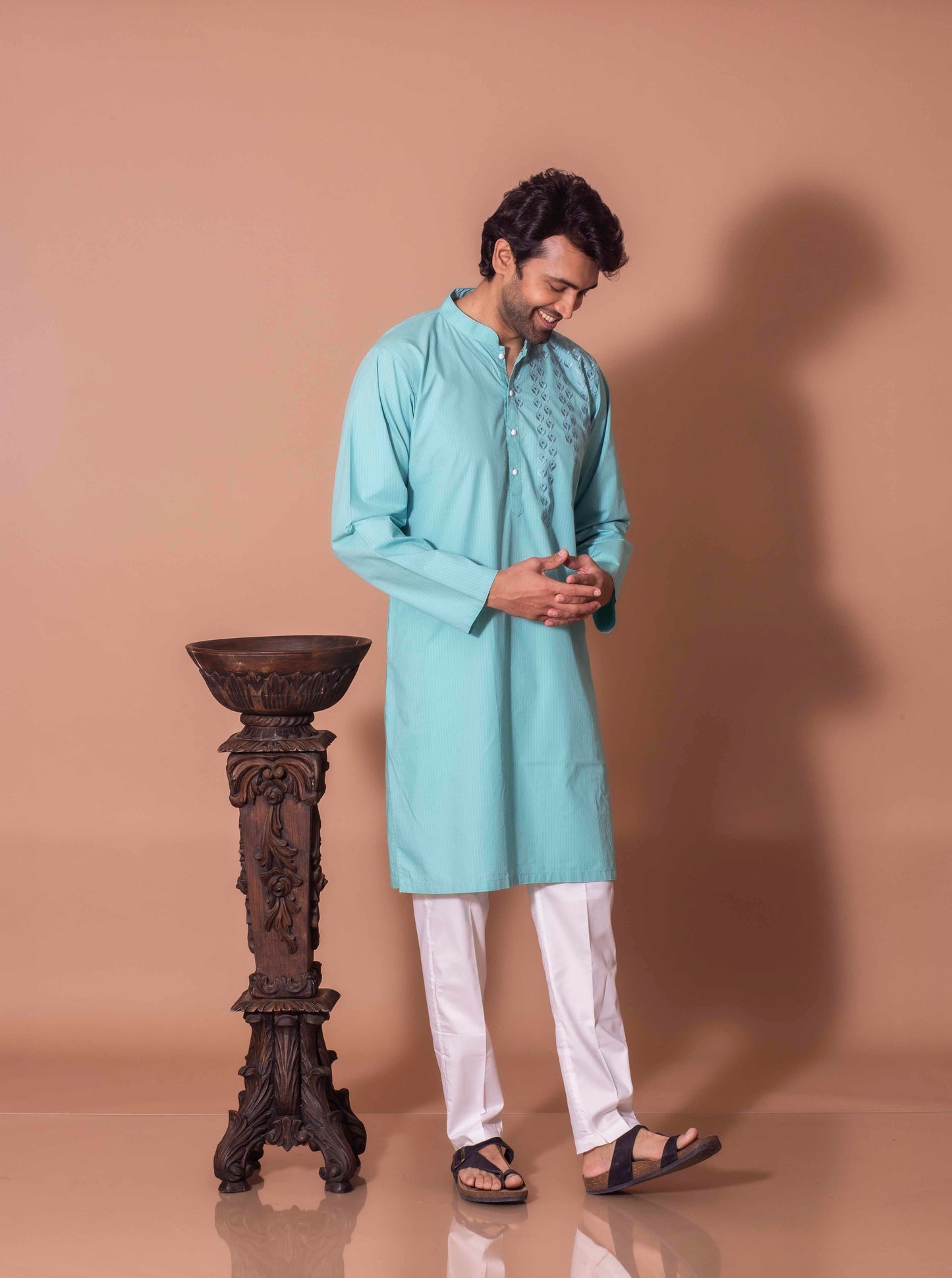Light Blue One Sided Serenity(Only Kurta)
