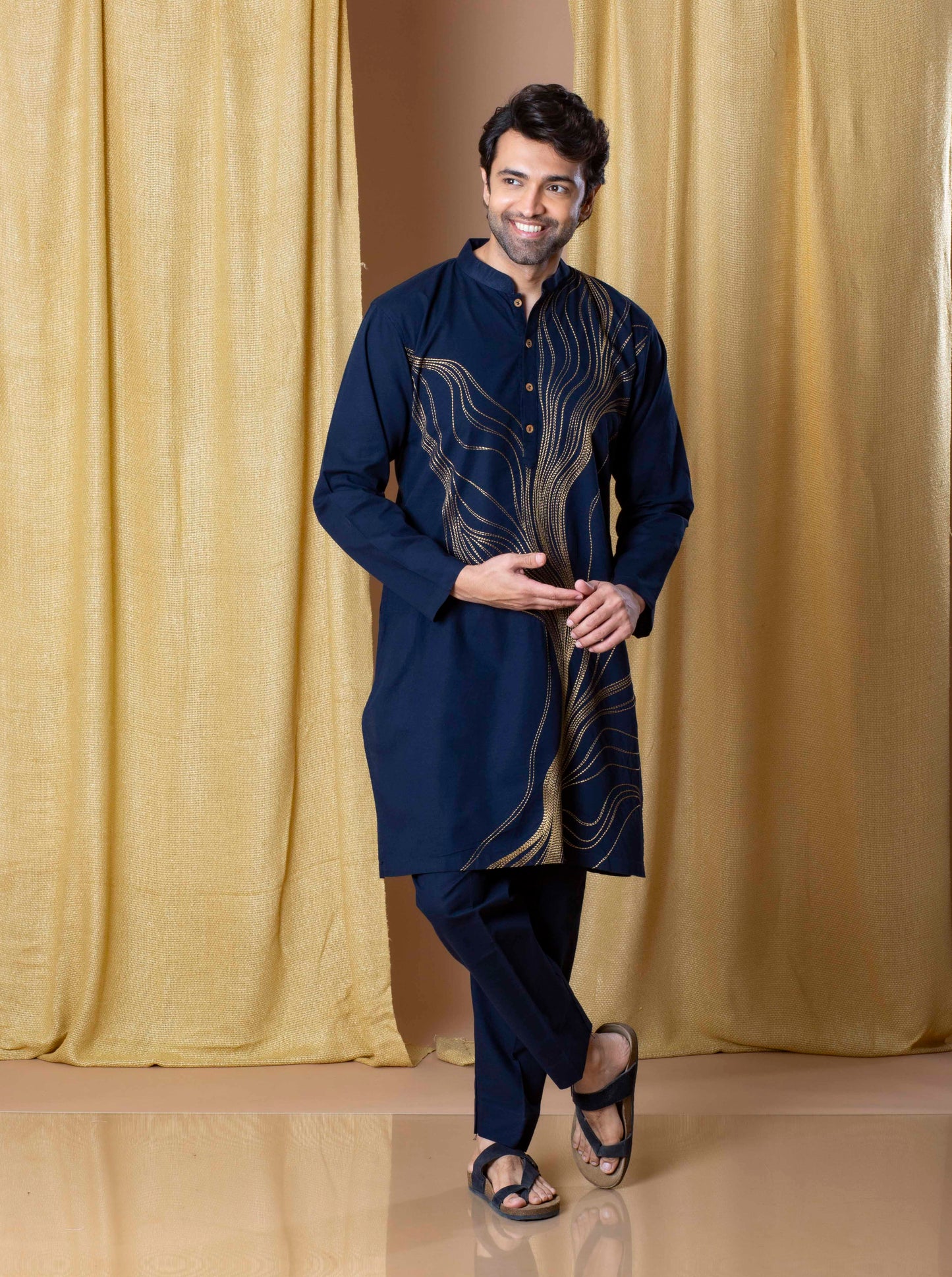 Navy Blue Timeless Abstract Kurt and Pant set