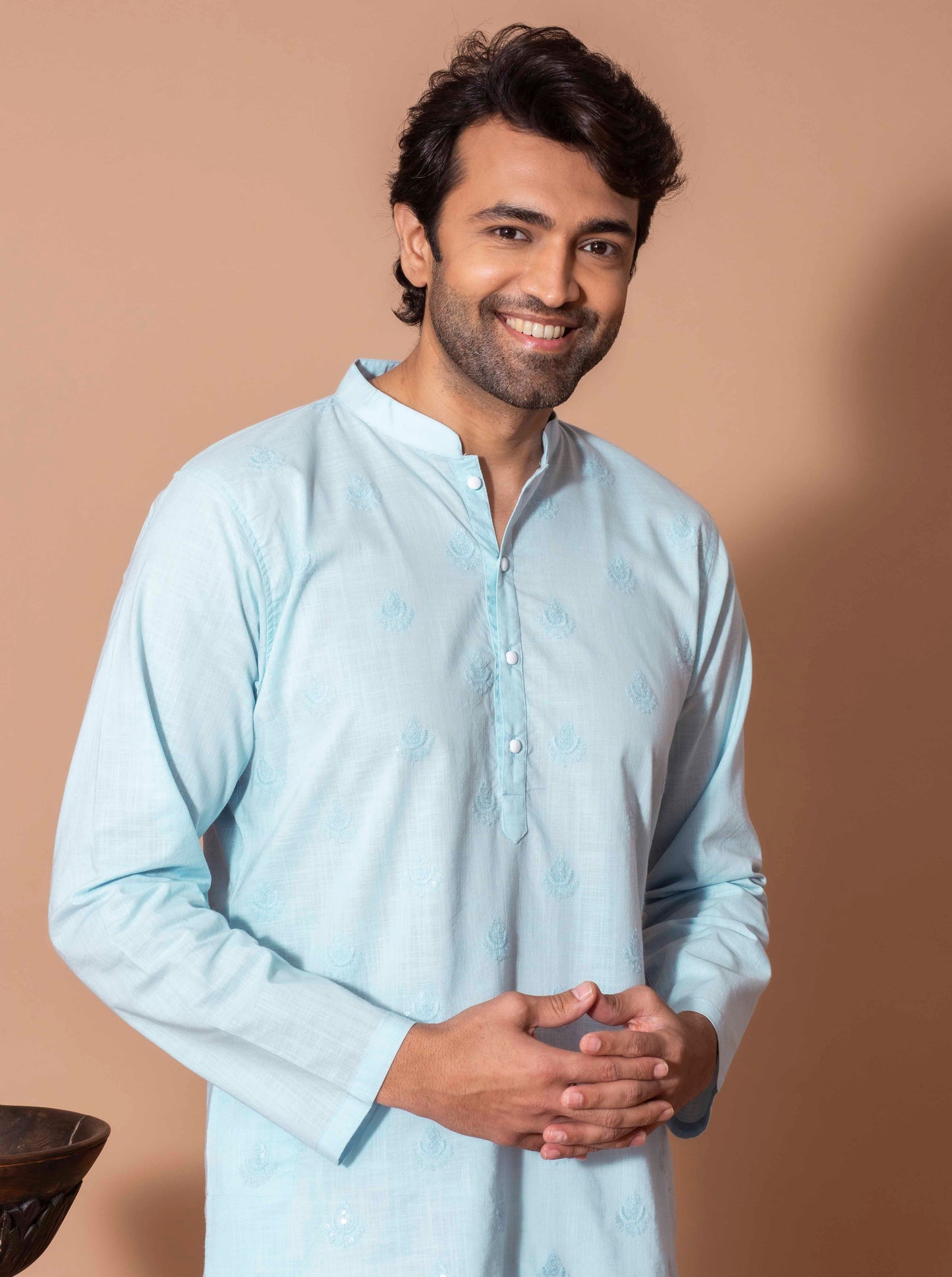 Sky Blue Aqua Sequence Kurta(Only Kurta)