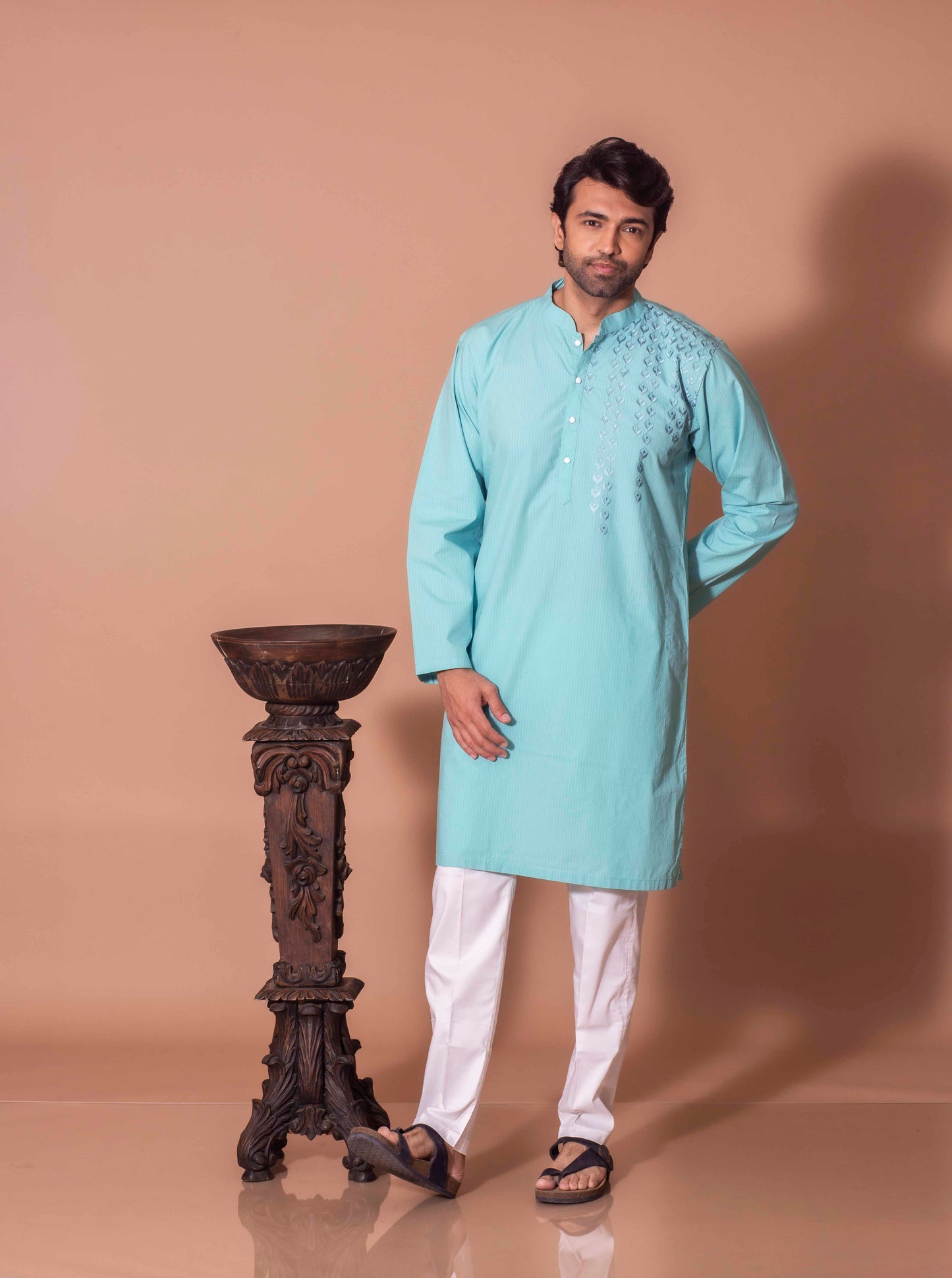Light Blue One Sided Serenity(Only Kurta)