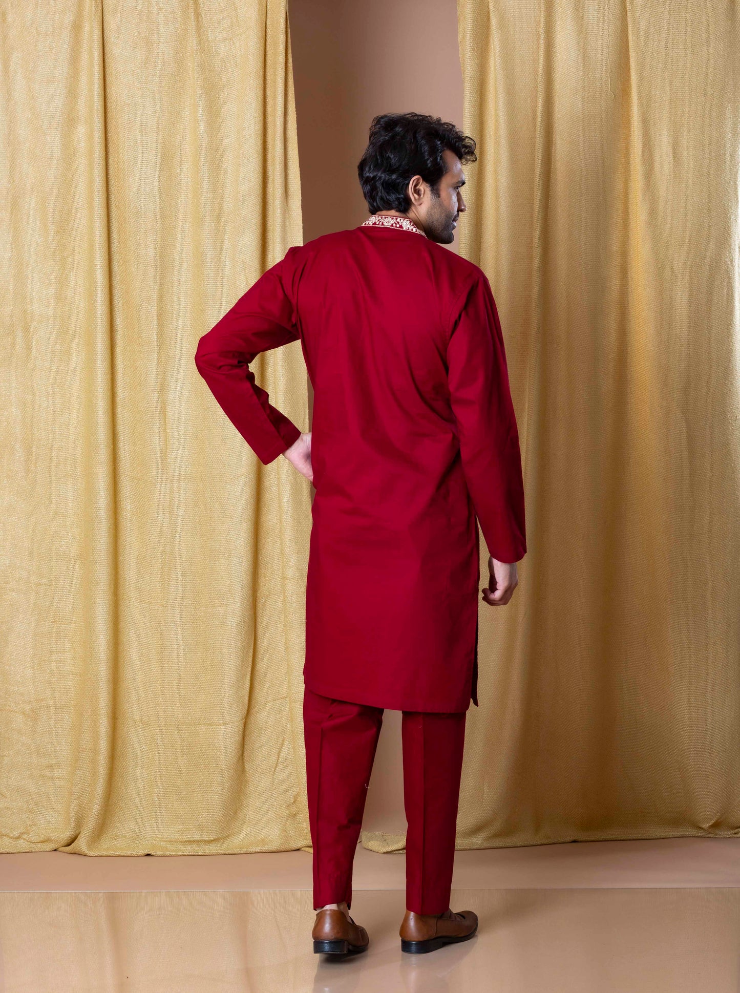Burgundy Refined Majesty Kurta and Pant Set