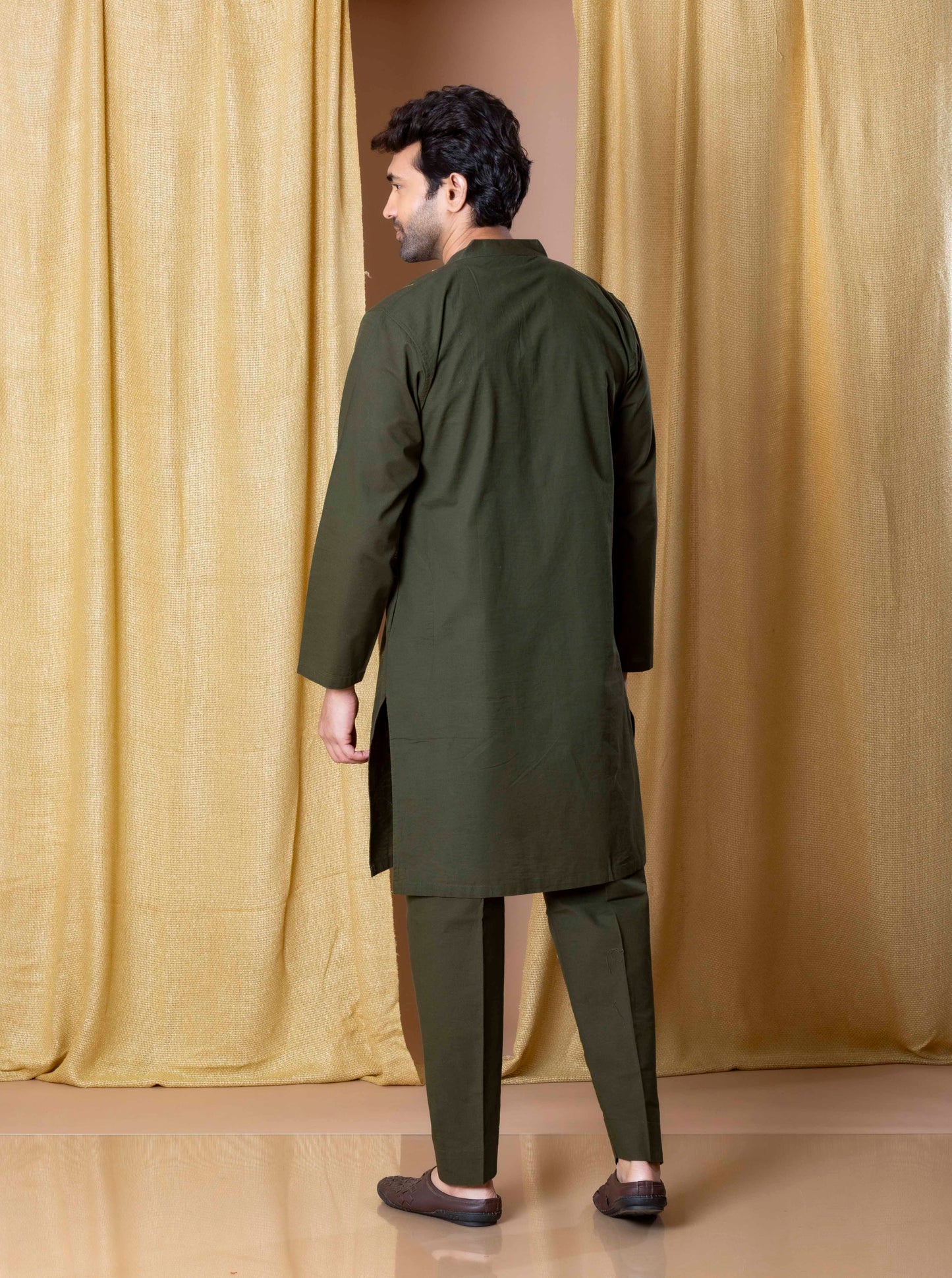 Olive Green Timeless Abstract Kurta(Only Kurta)
