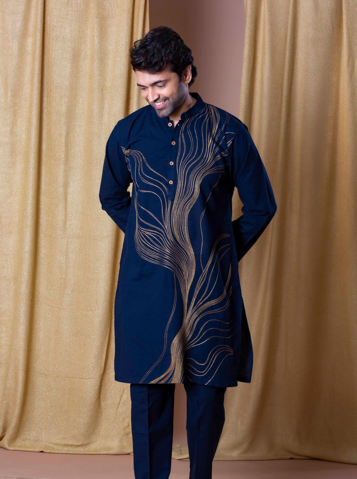 Navy Blue Timeless Abstract Kurt and Pant set