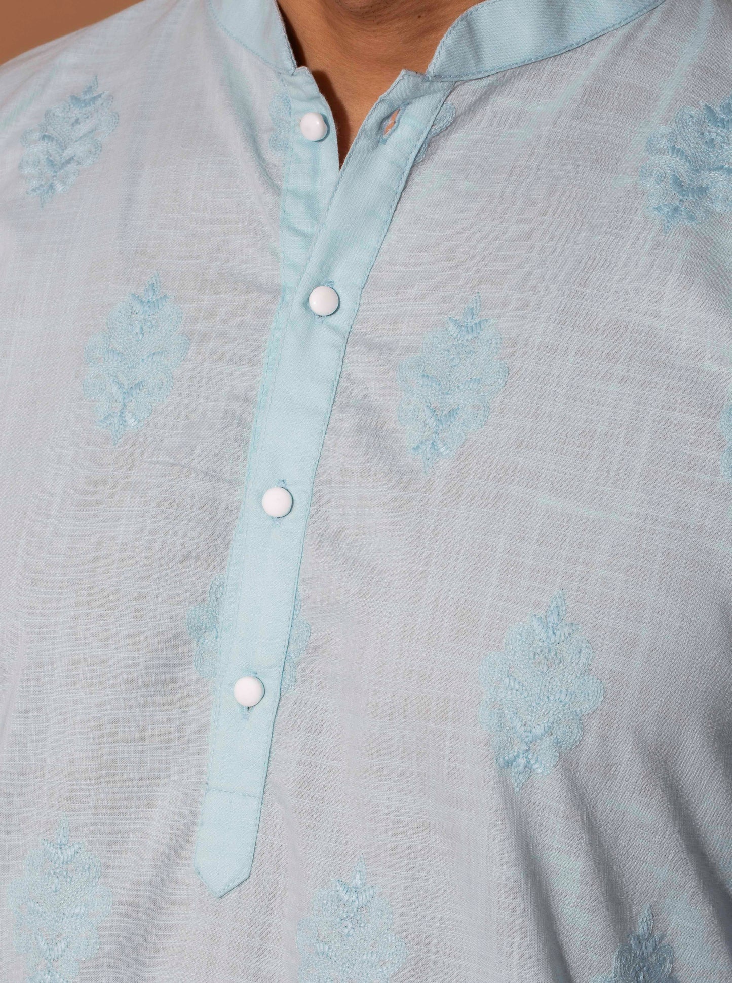 Powder Blue Timeless Butta Craft(Only Kurta)