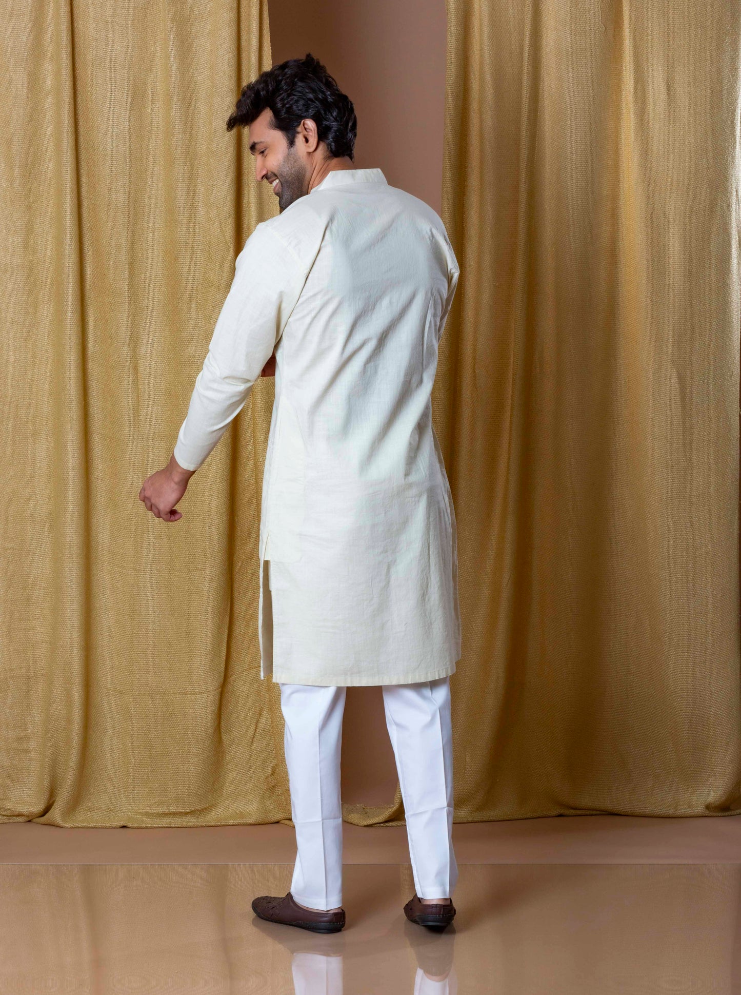 Beige Timeless Butta Craft Kurta and Pant Set