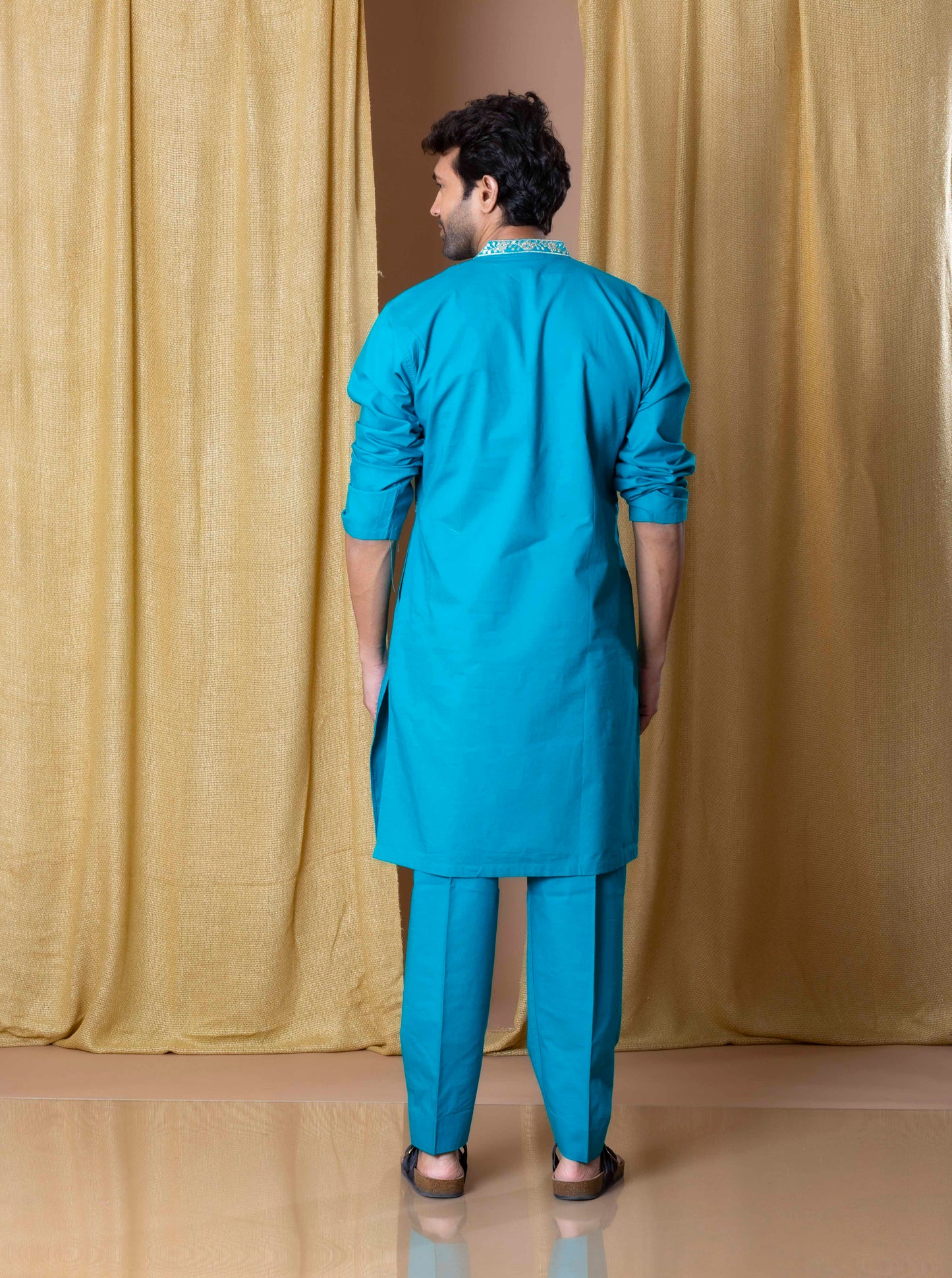 Turquioise Refined Majesty Kurta (Only Kurta)