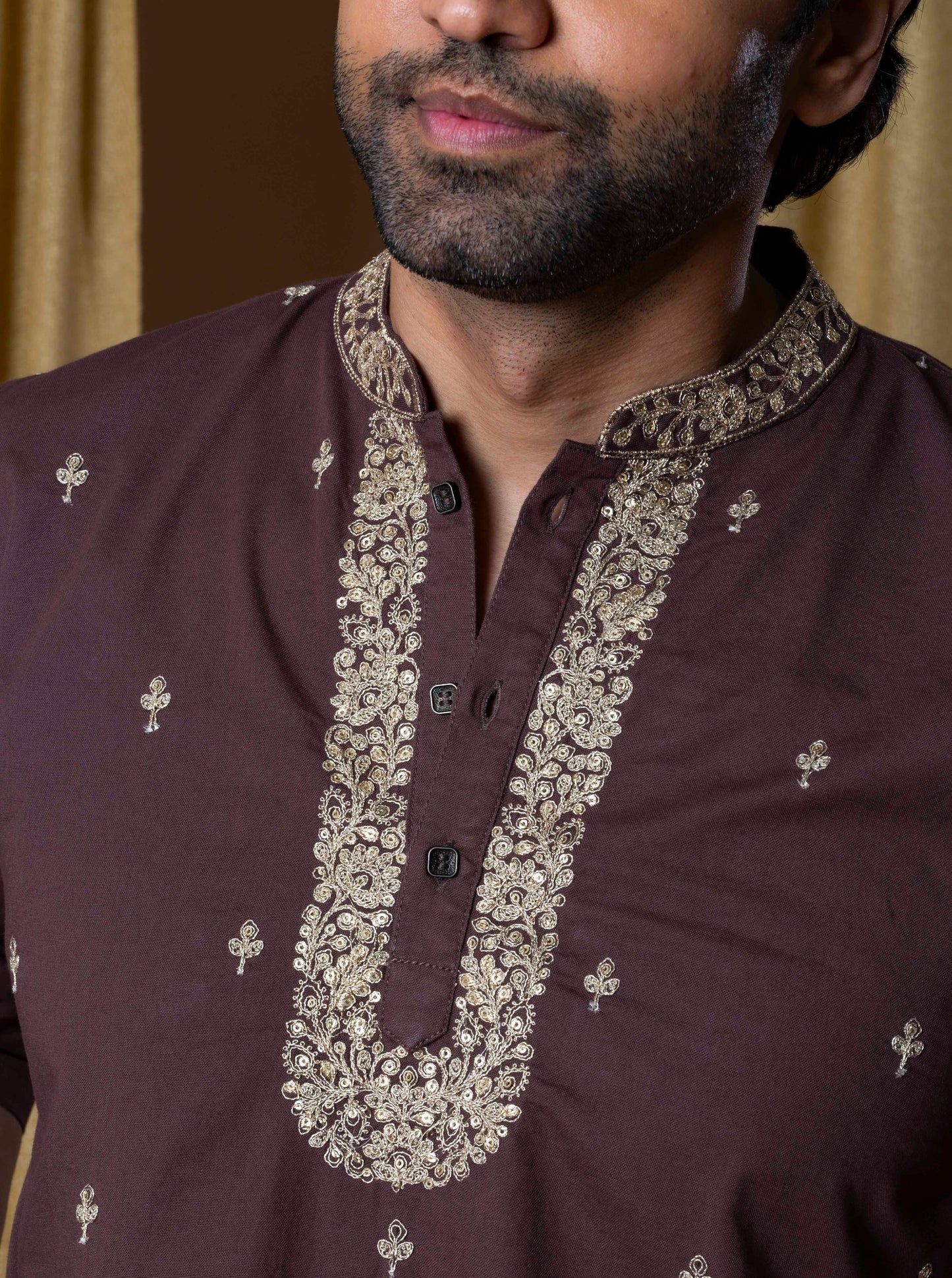 Walnut Refined Majesty Kurta(Only Kurta)