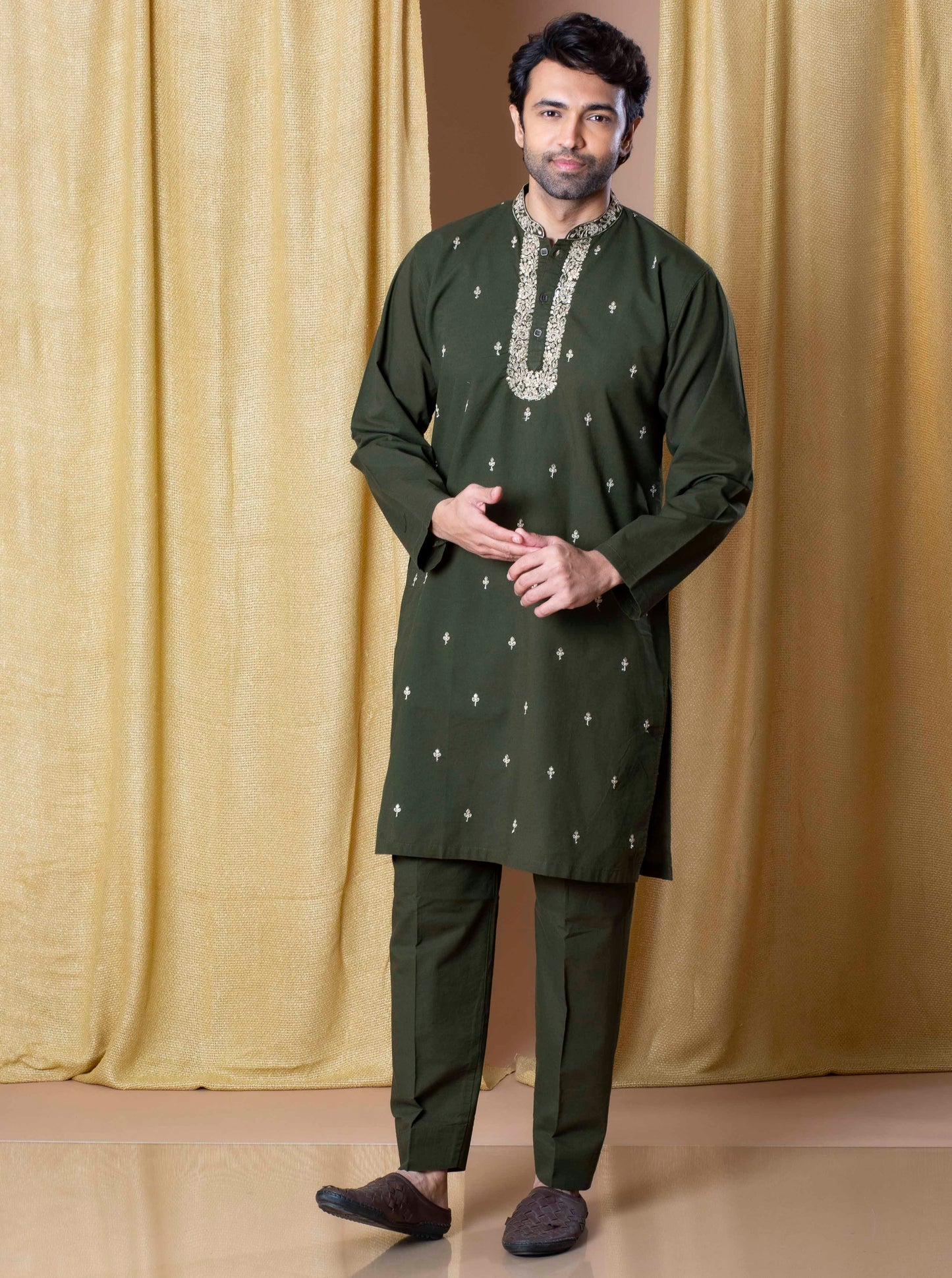 Olive Green Refined Majesty (Only Kurta)