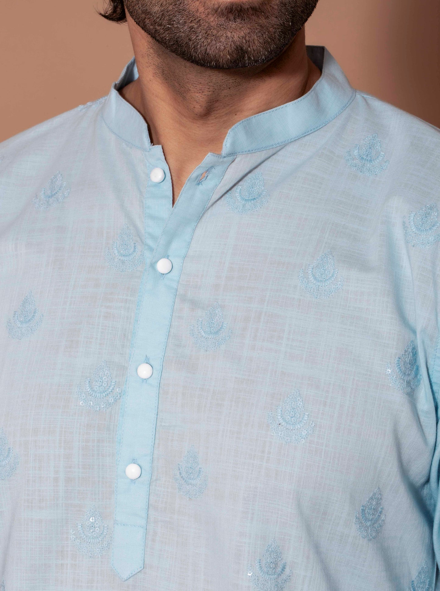 Sky Blue Aqua Sequence Kurta(Only Kurta)