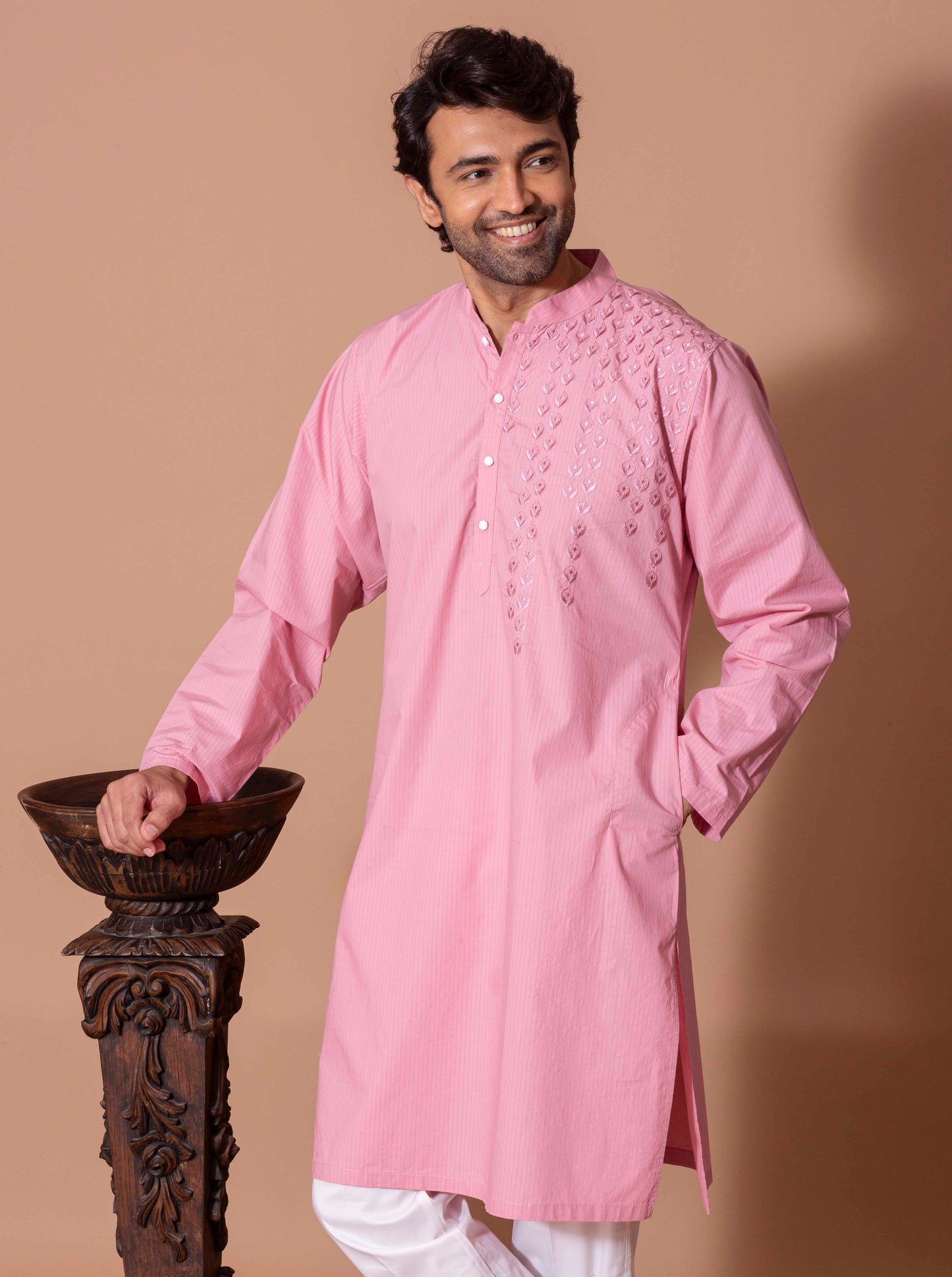 Pink One Sided Serenity(Only Kurta)