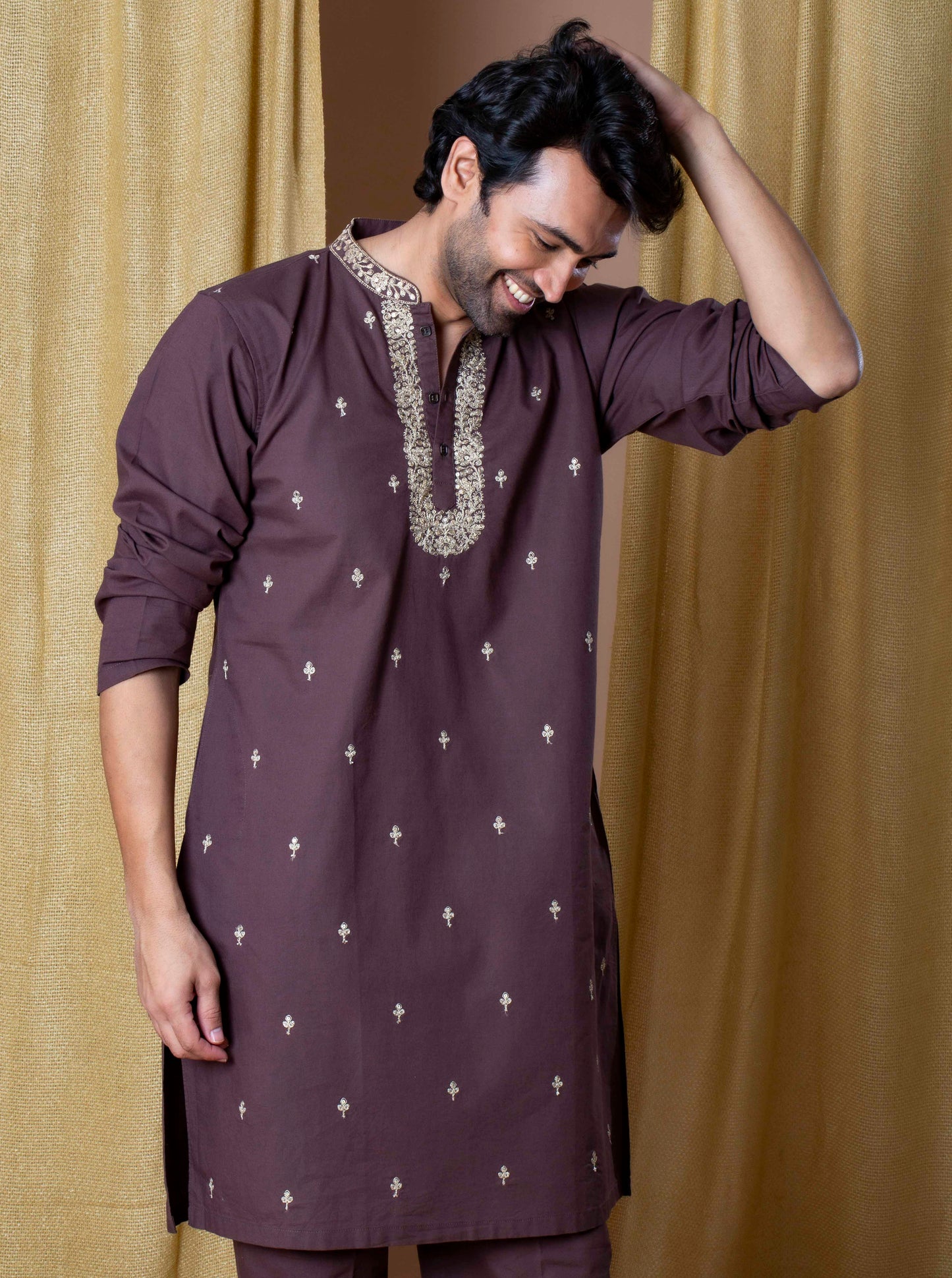 Walnut Refined Majesty Kurta(Only Kurta)