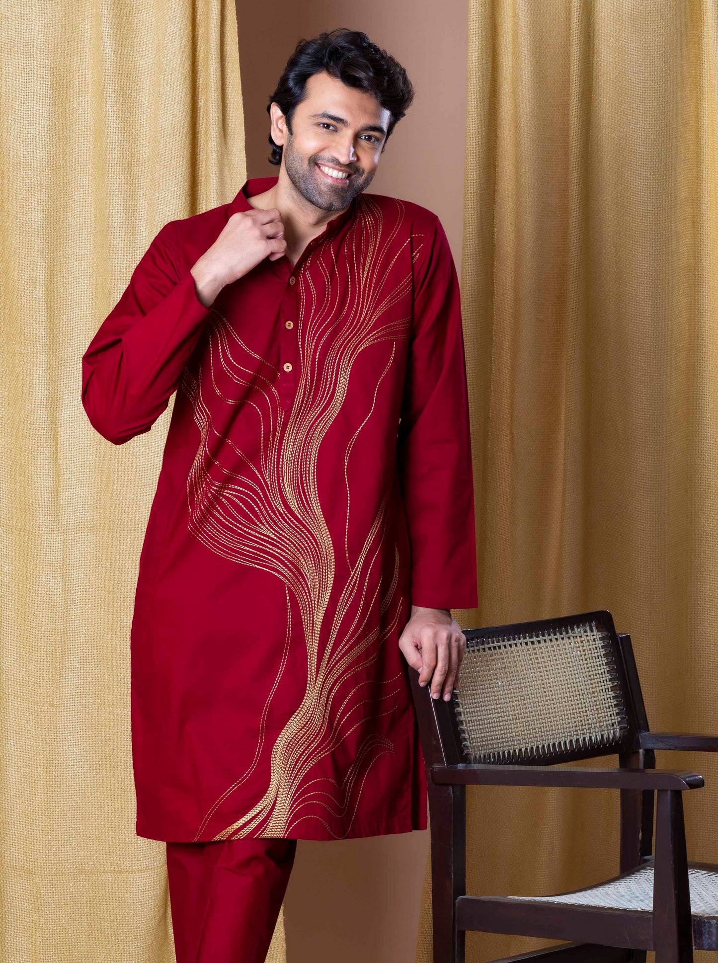 Burgundy Timeless Abstract Kurta and pant set