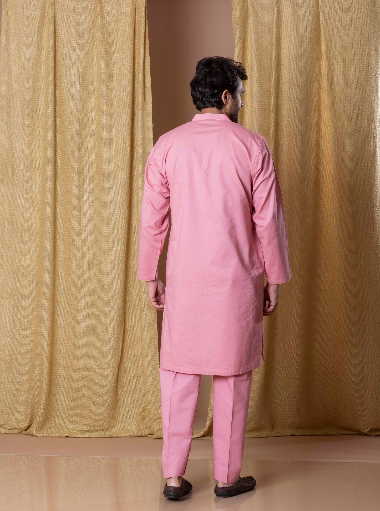 Pink Royal Foil Kurta(Only Kurta)