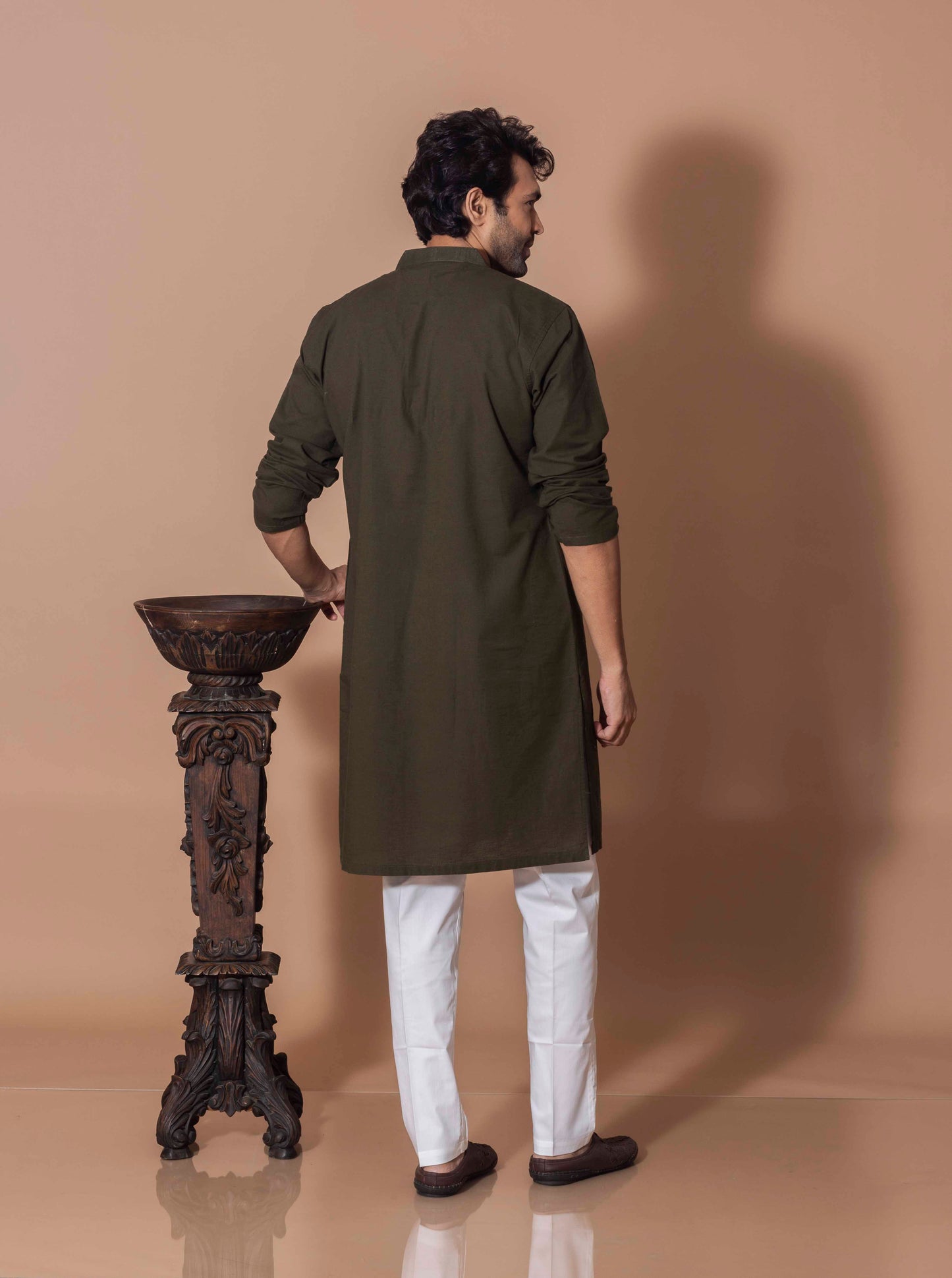 Olive Green Aqua Sequence Kurta(Only Kurta)