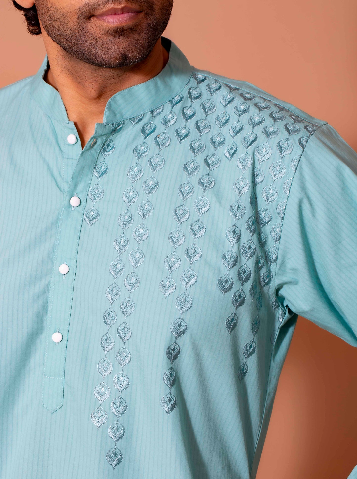 Light Blue One Sided Serenity(Only Kurta)
