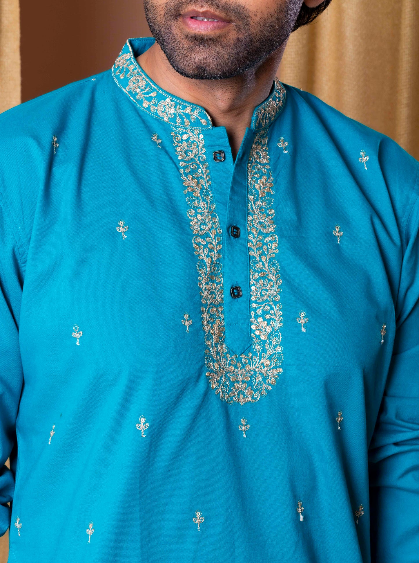 Turquioise Refined Majesty Kurta (Only Kurta)