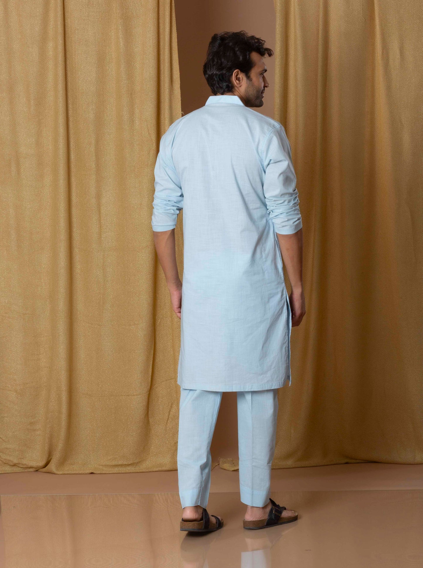 Powder Blue Mirror Kurta(Only Kurta)