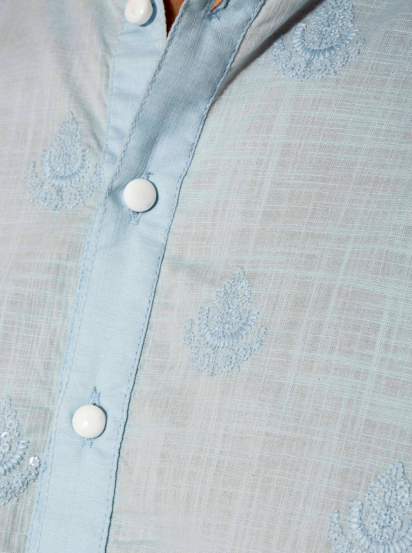 Sky Blue Aqua Sequence Kurta(Only Kurta)