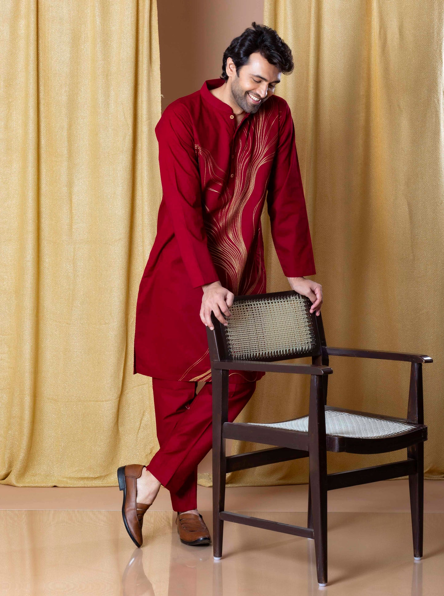 Burgundy Timeless Abstract Kurta and pant set