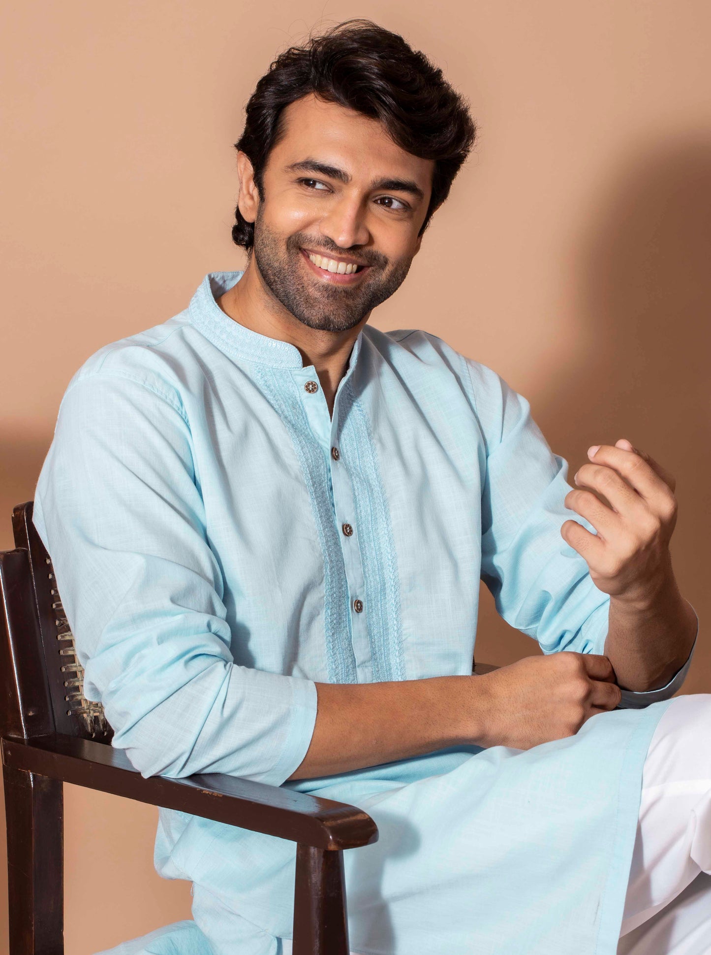 Powder Blue Radiant Kurta(Only Kurta)