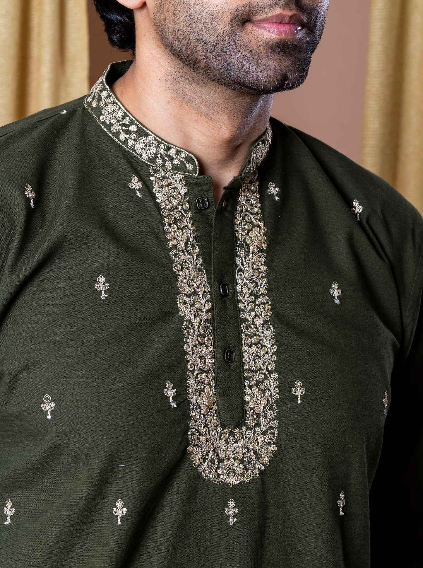 Olive Green Refined Majesty (Only Kurta)