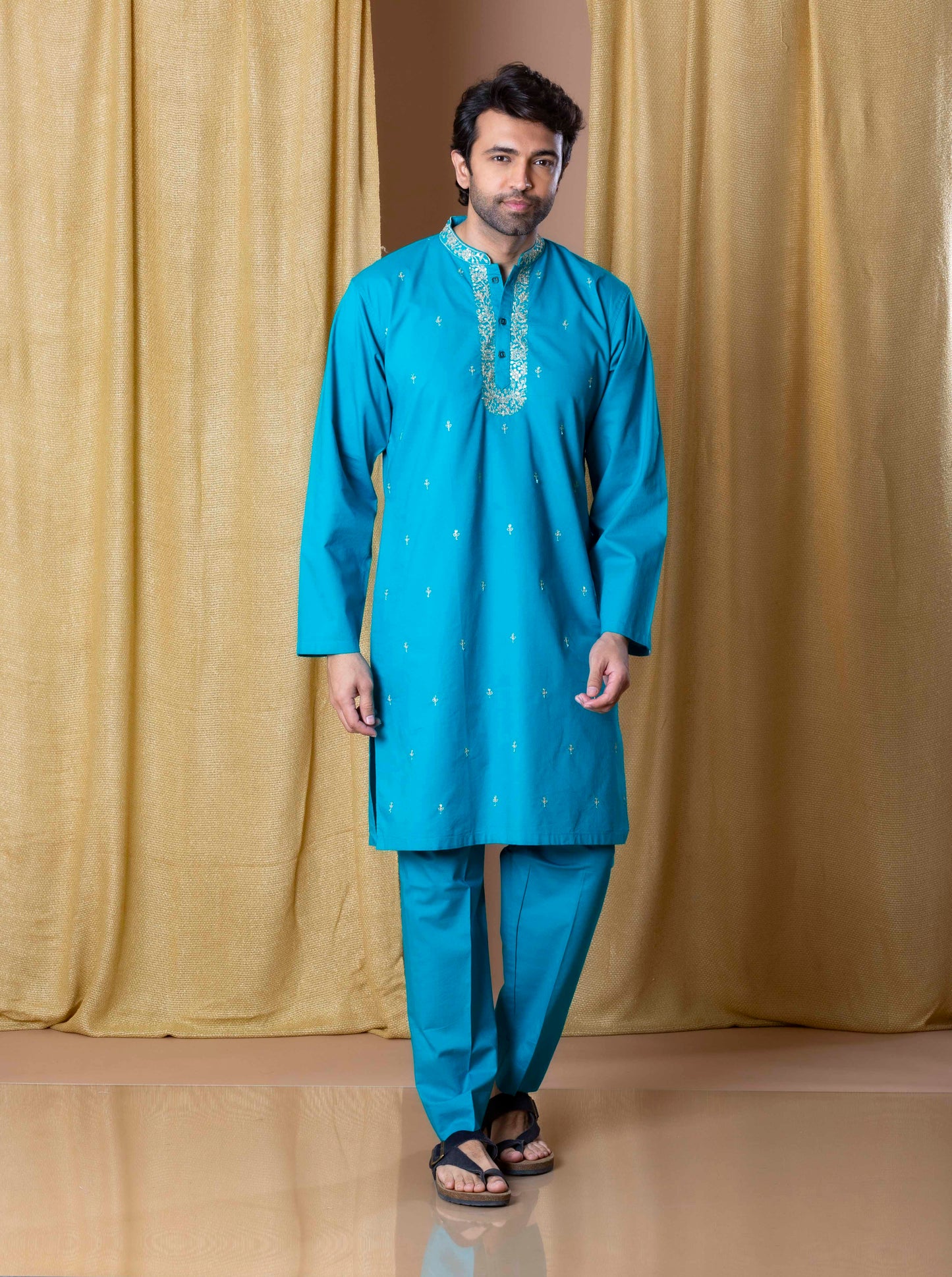 Turquioise Refined Majesty Kurta (Only Kurta)