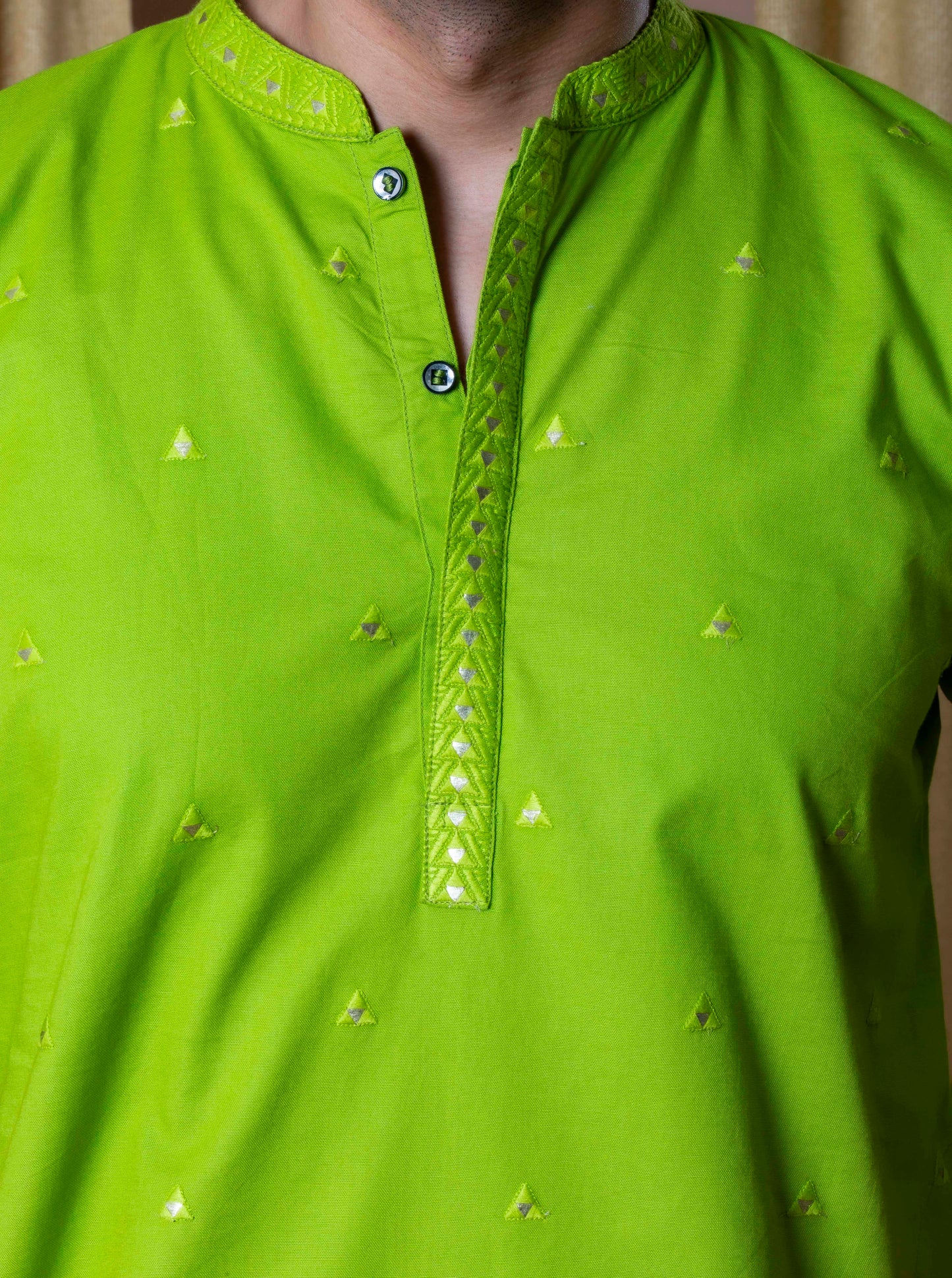 Vibrant Green Regal Foil Kurta and pant set