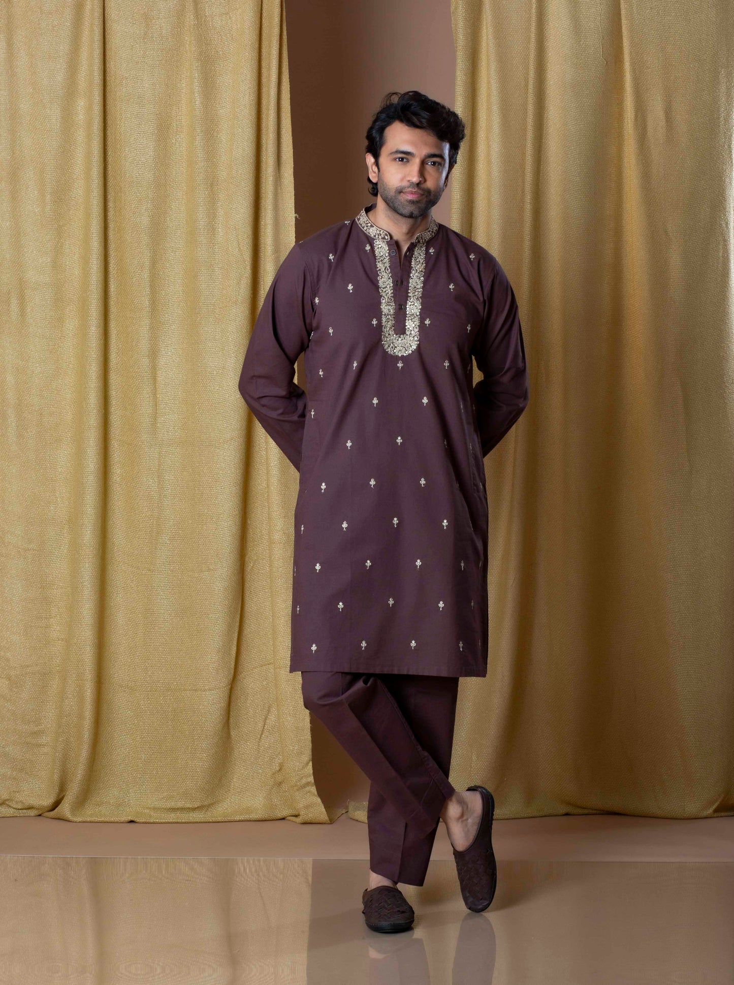 Walnut Refined Majesty Kurta(Only Kurta)