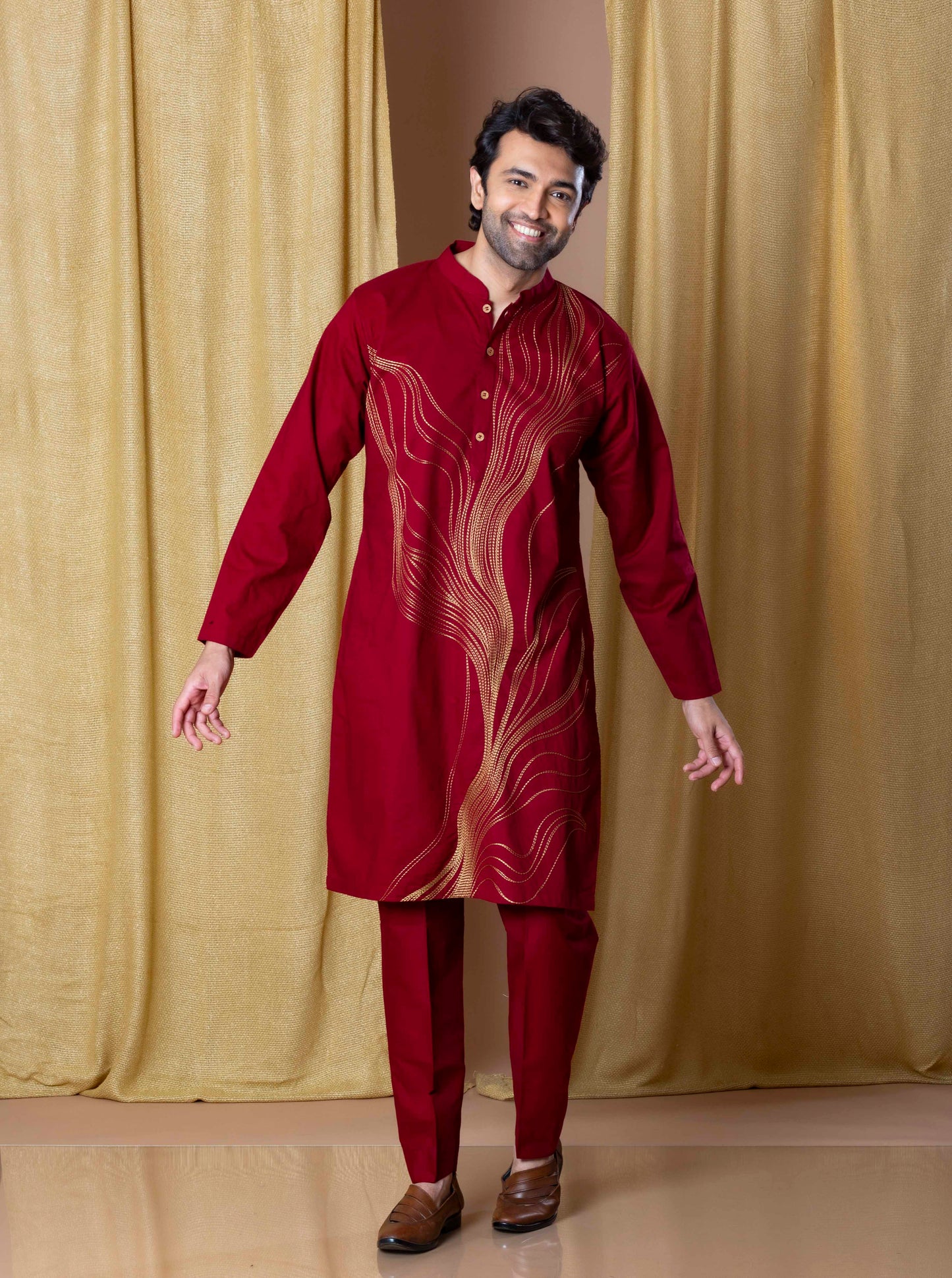 Burgundy Timeless Abstract Kurta and pant set