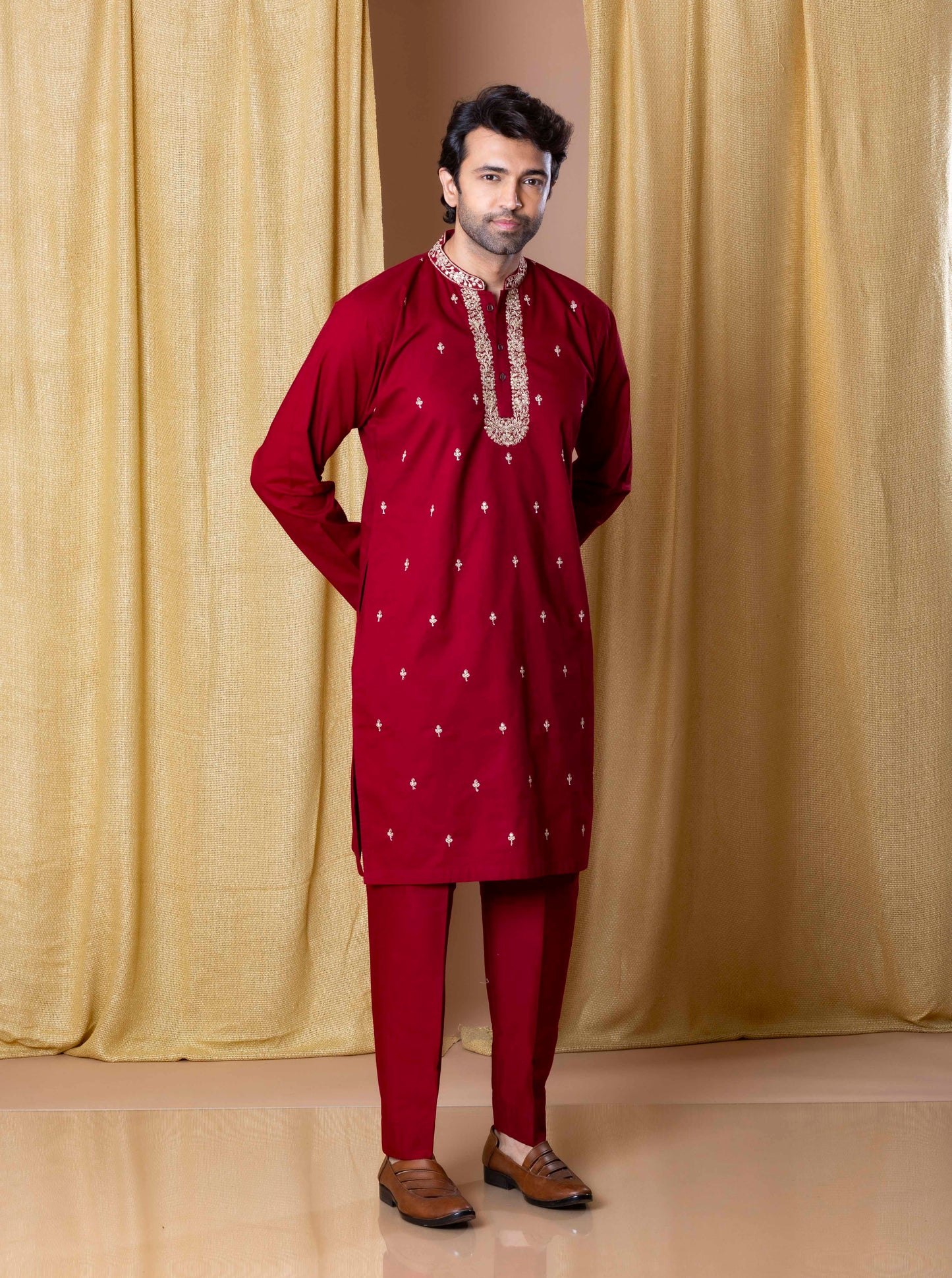 Burgundy Refined Majesty Kurta and Pant Set