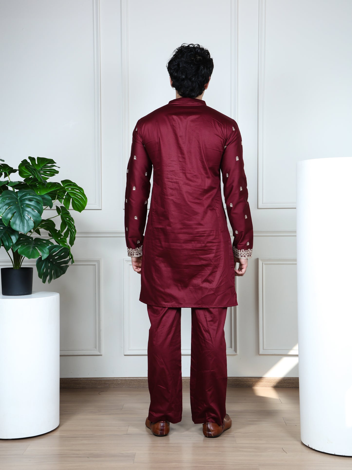 Regal Heritage Embroidered only Kurta-Maroon