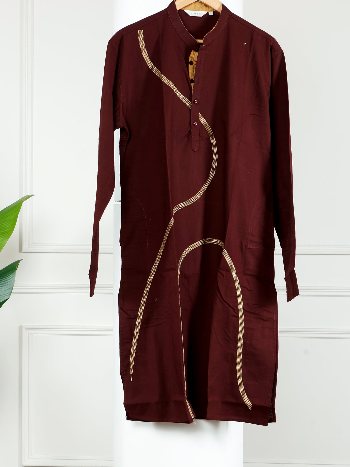 Swirl Kurta and Pant set-Burgundy
