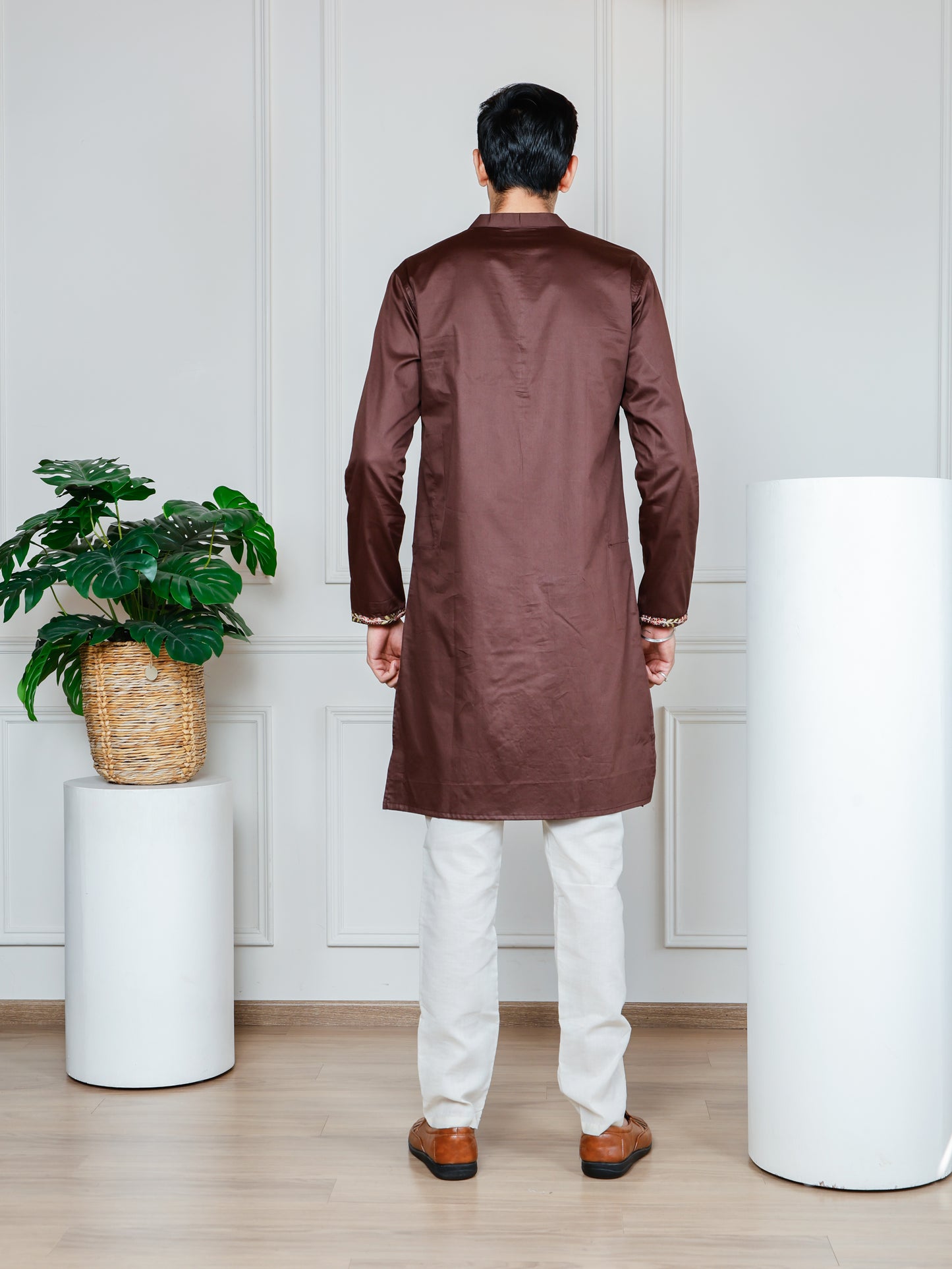 Woodland Harmony Embroidered only Kurta -Brown