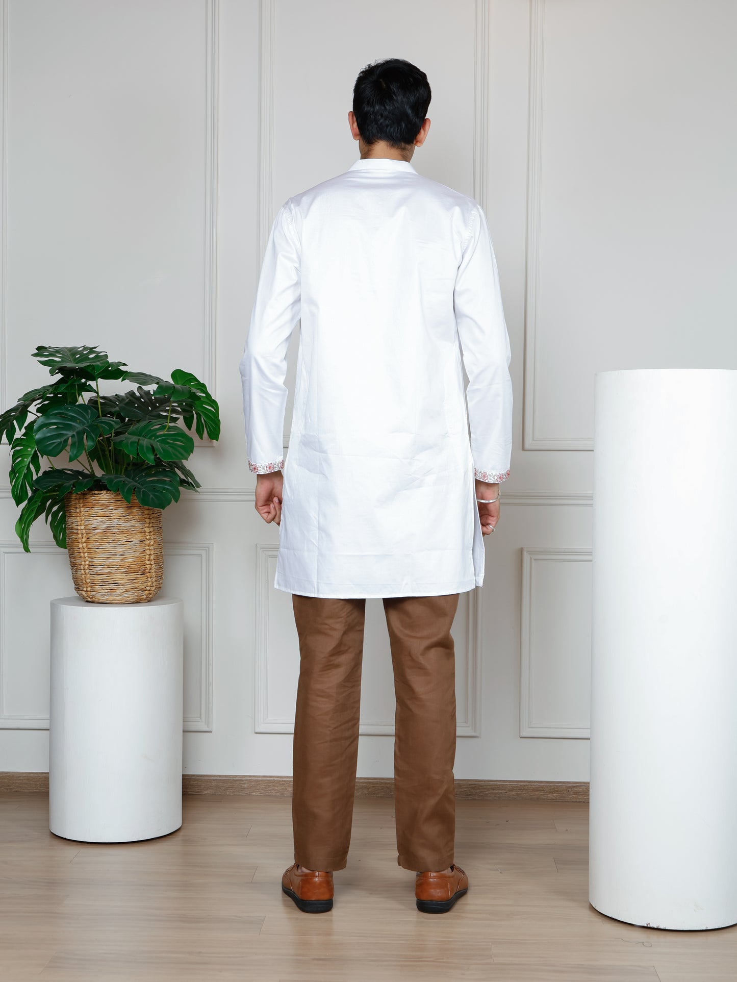 Ivory Elephant Embroidered Kurta and Pant set