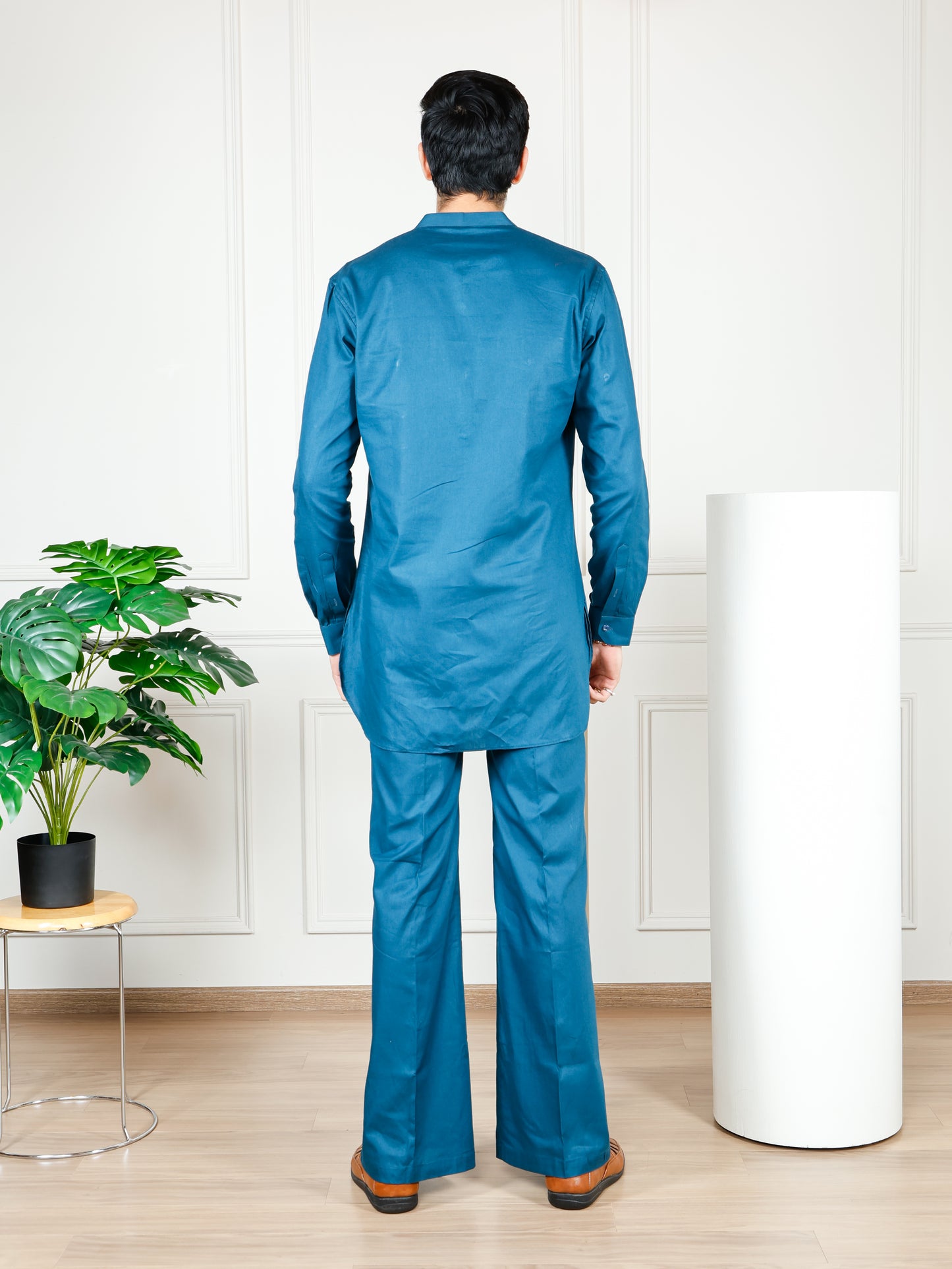 Teal Blue Cord Set with flared pants