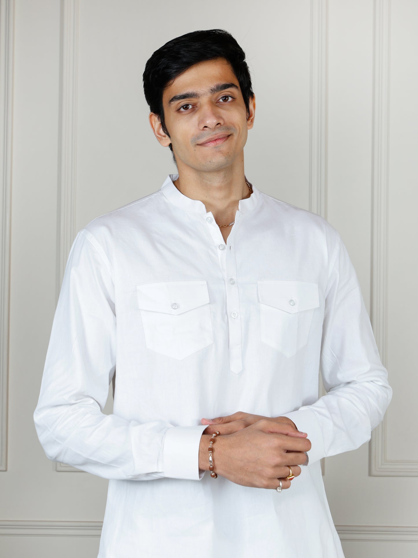 White Cord Set with flared pant
