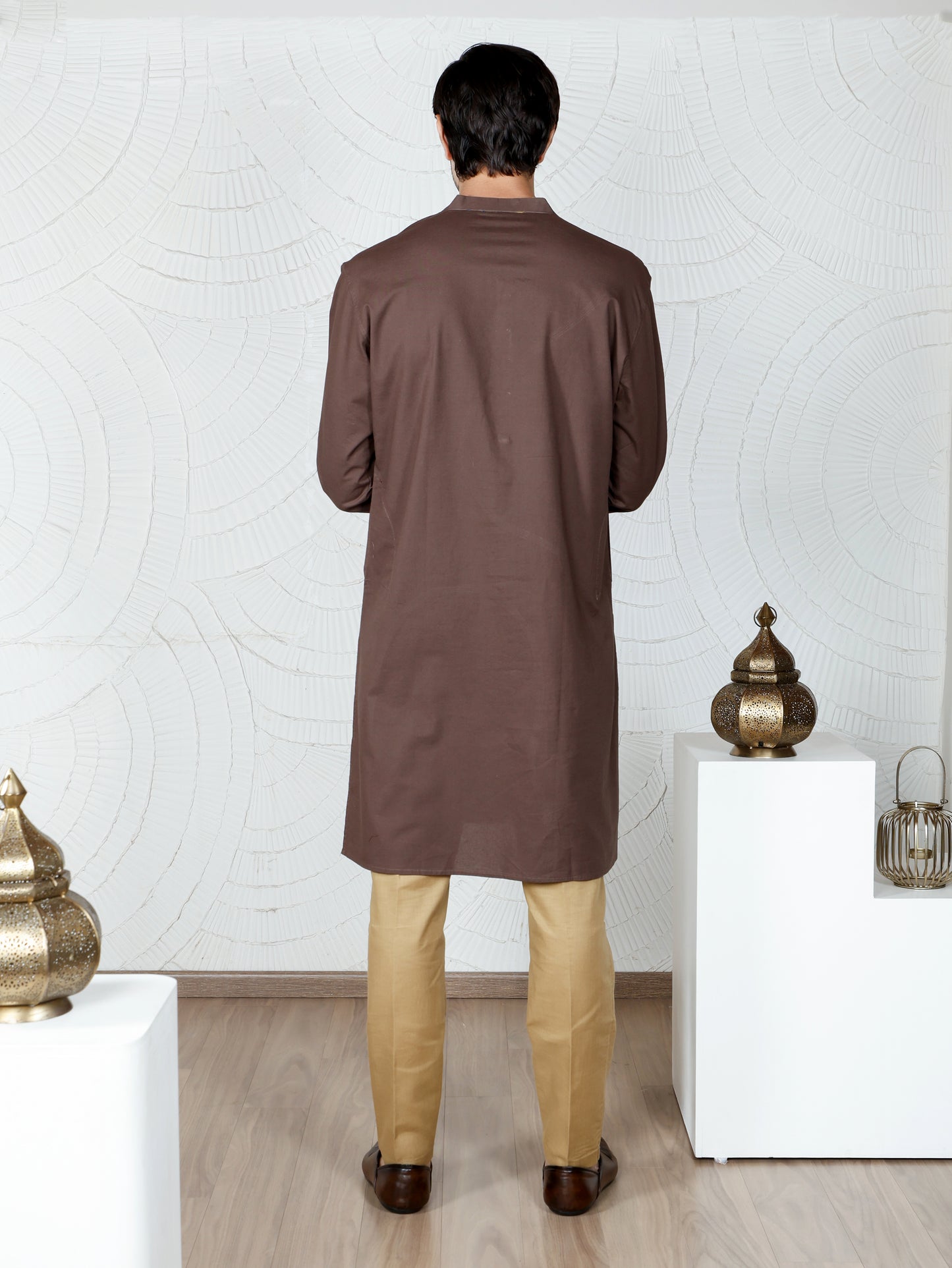 Swirl Kurta and Pant set-Walnut