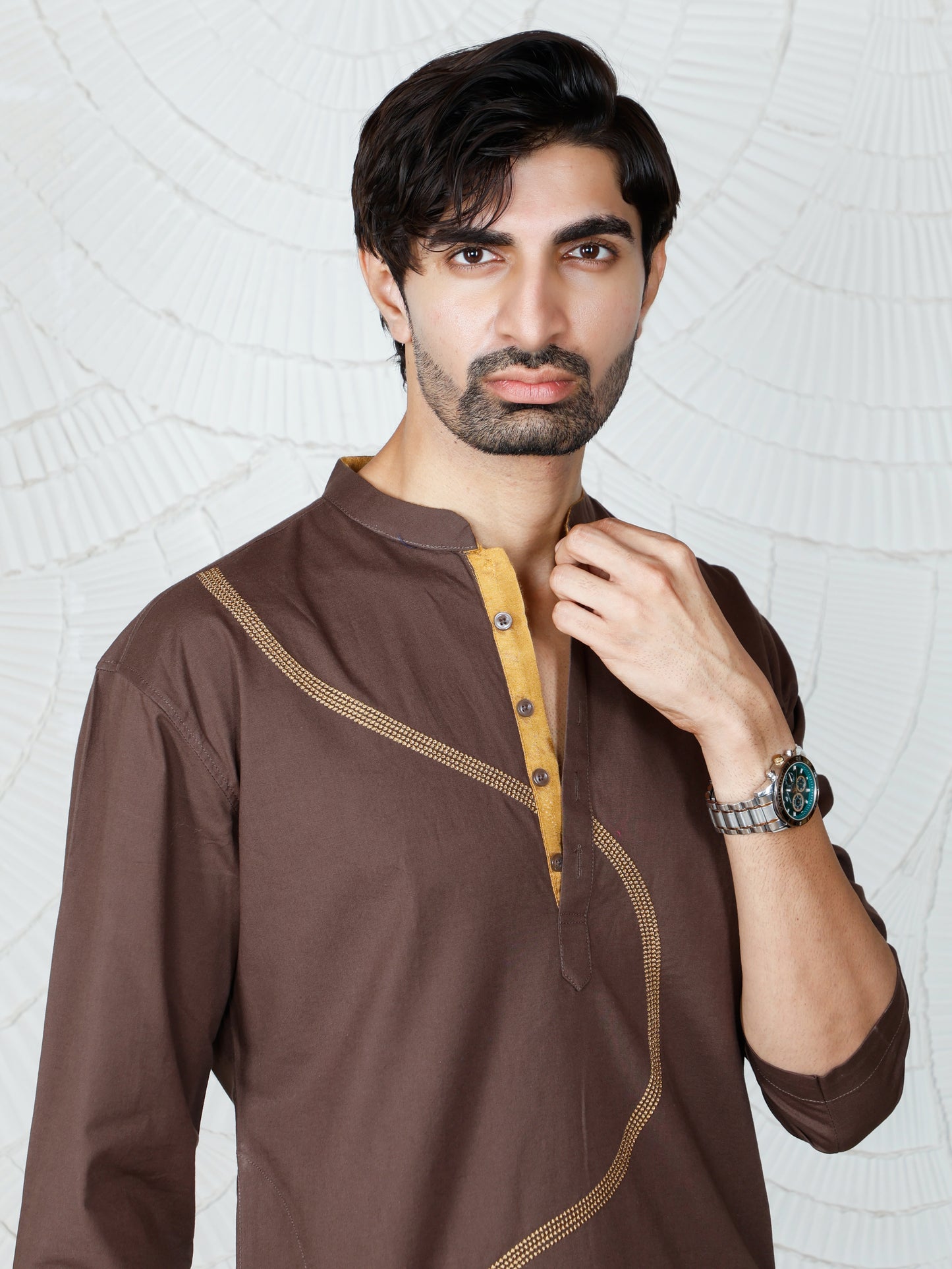 Swirl only Kurta set-Walnut