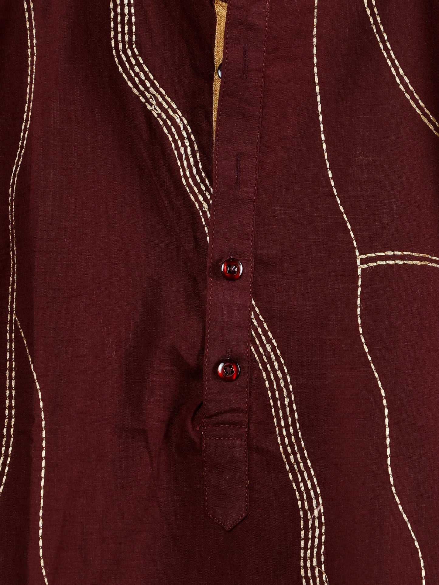 Thread weave only Kurta-Burgundy