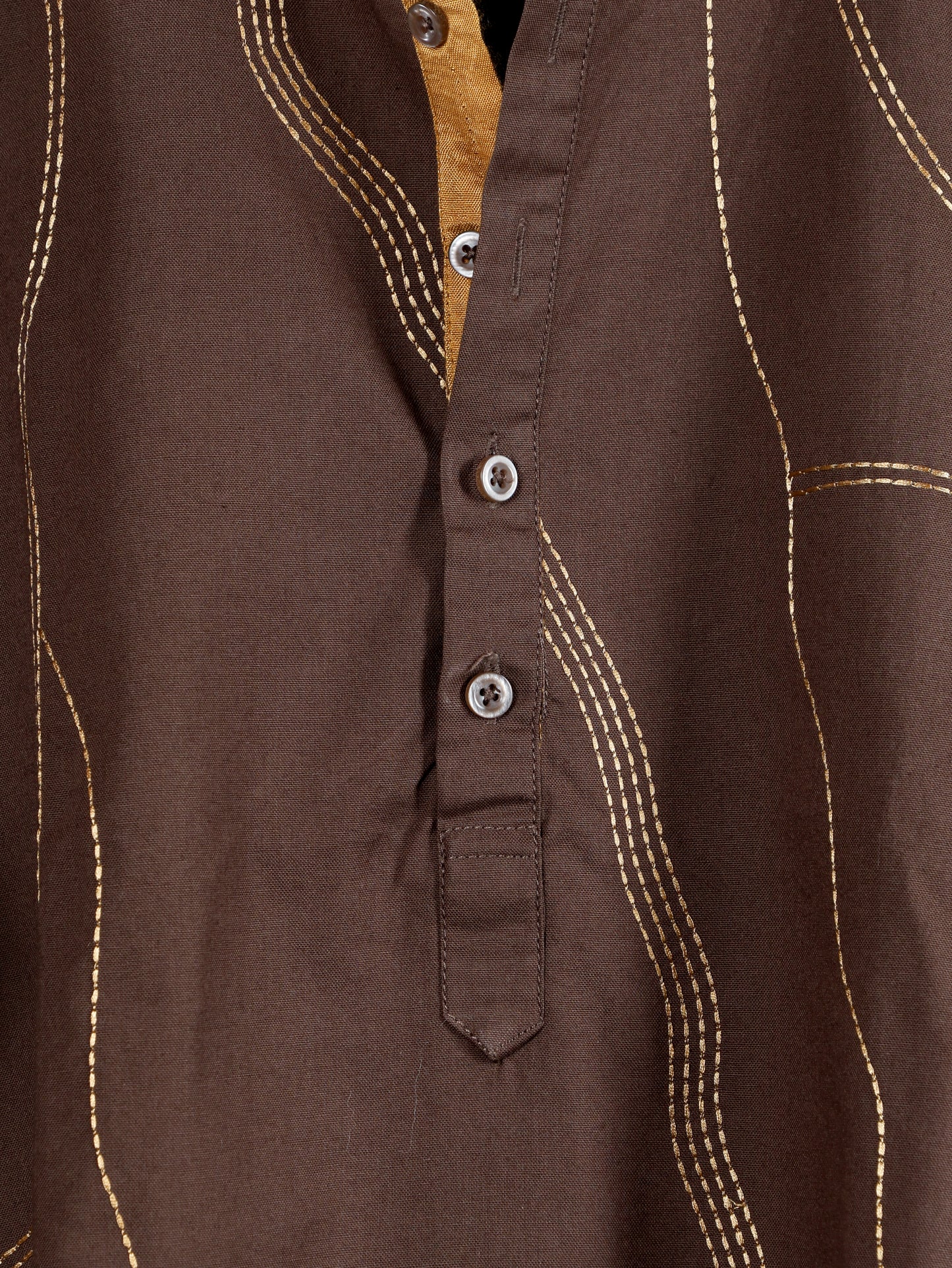 Thread weave only Kurta-Walnut