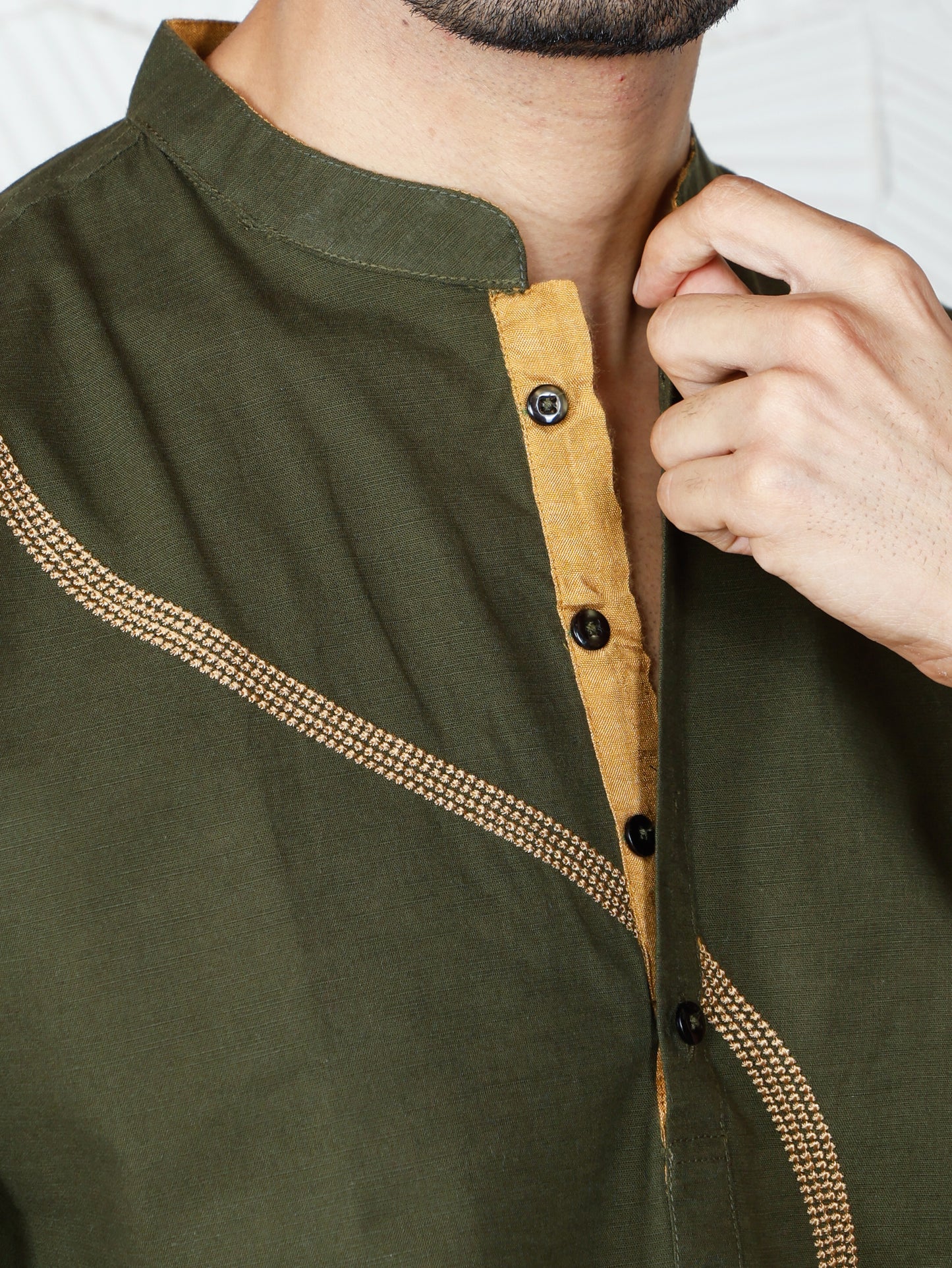 Swirl Kurta and Pant set-Olive
