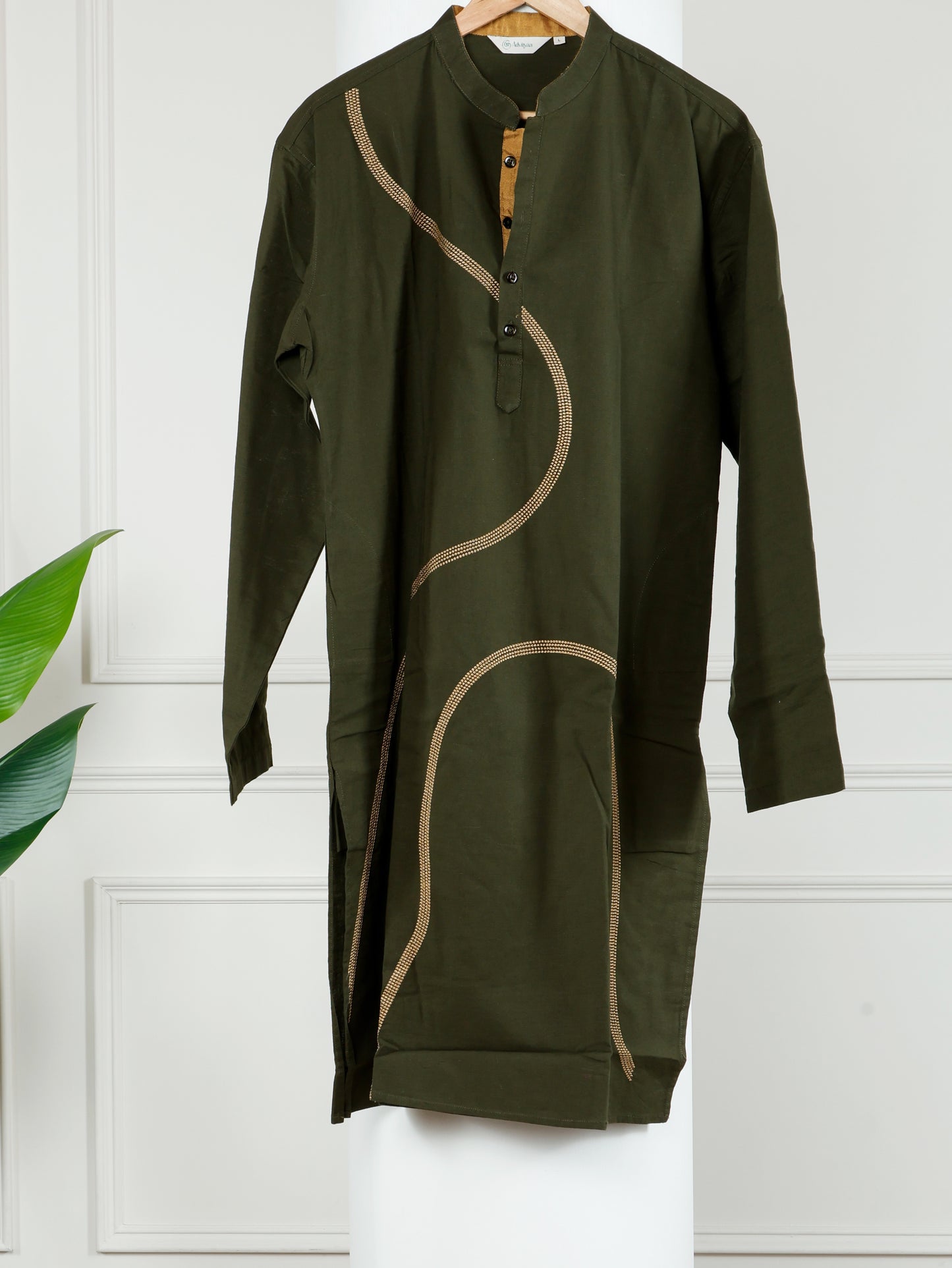 Swirl Kurta and Pant set-Olive